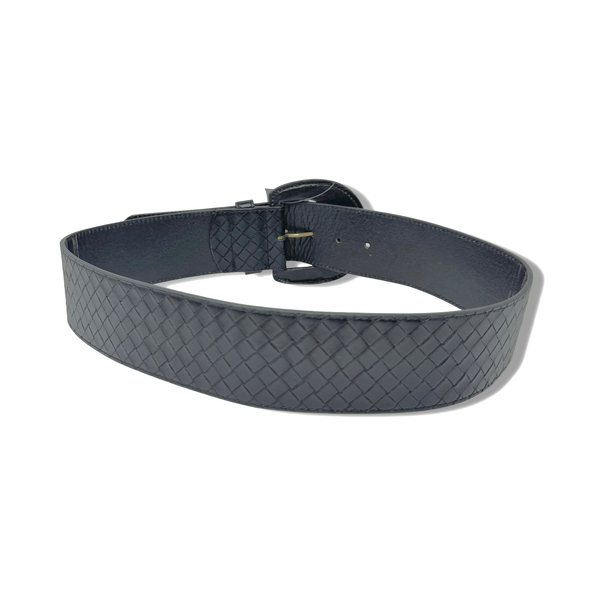 Wide Woven Faux Leather Belt