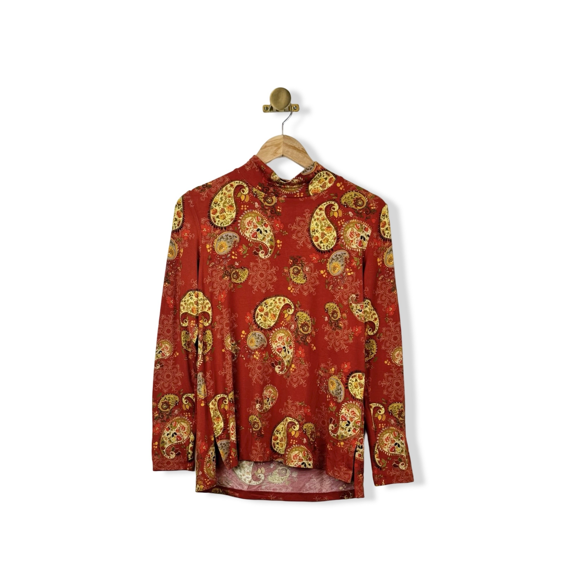 Johnny Was Paisley Mock Neck Top