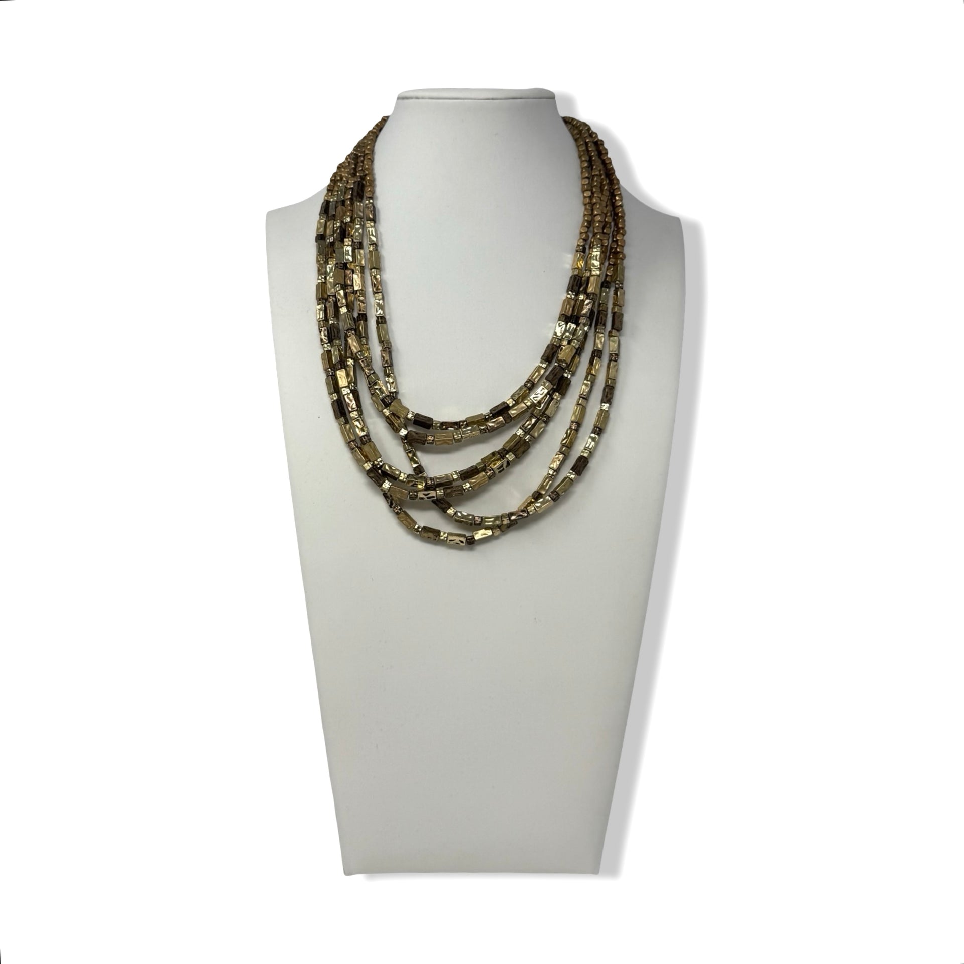 Chico's Multistrand Square Bead Necklace