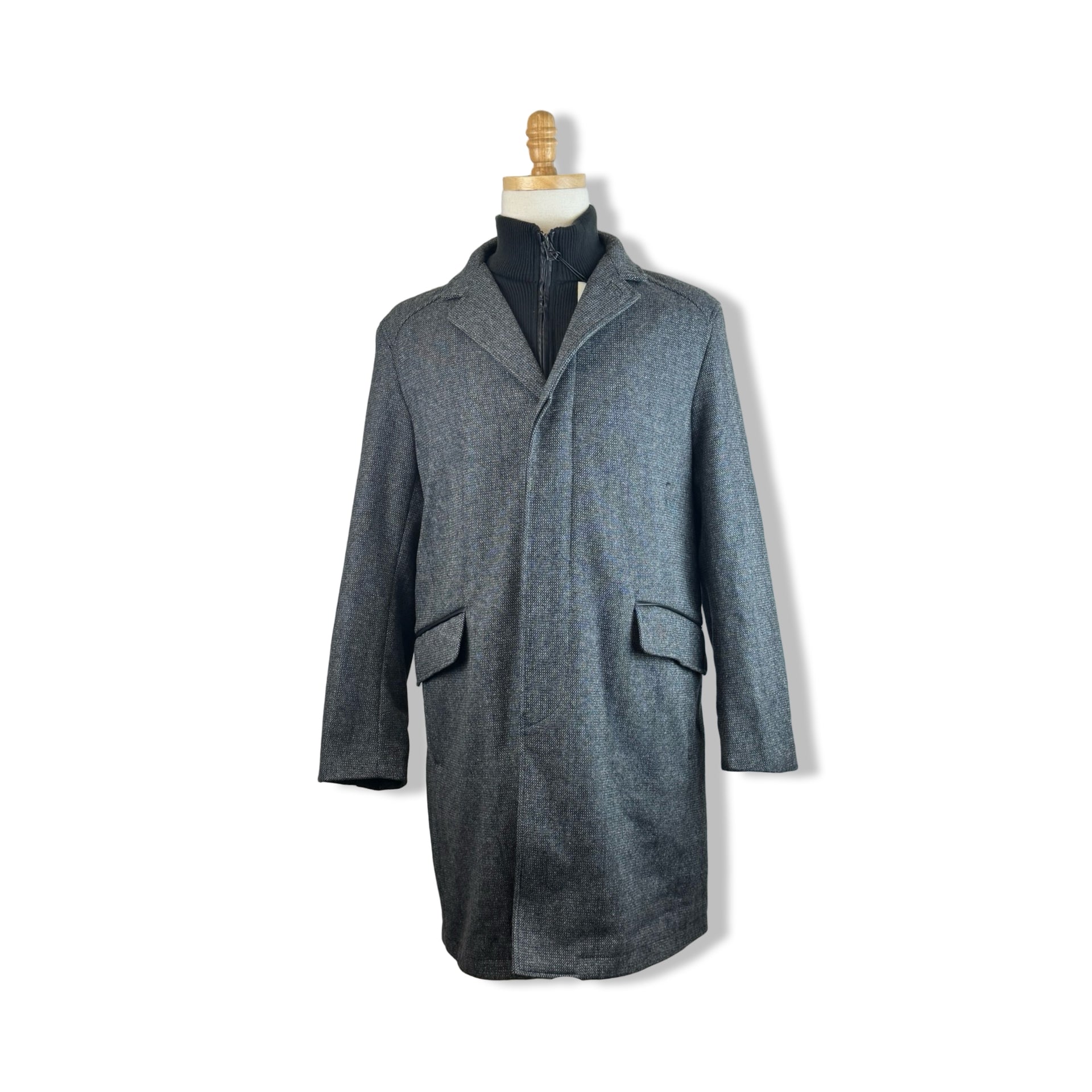 Cole Haan Sweater Bib Wool Blend Twill Coat