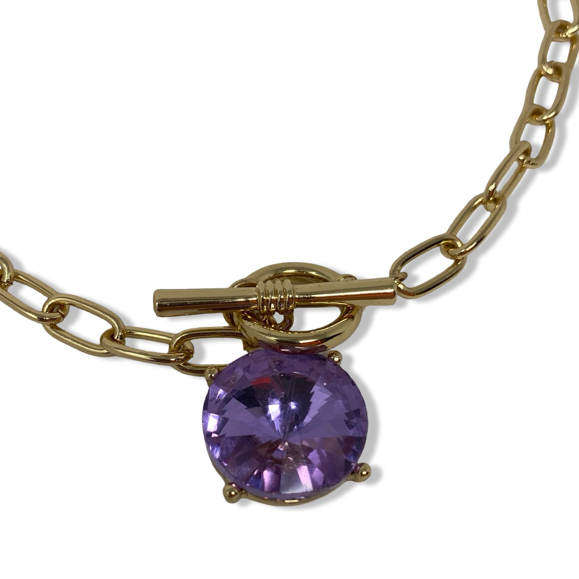 Chain Link Toggle Gem Necklace