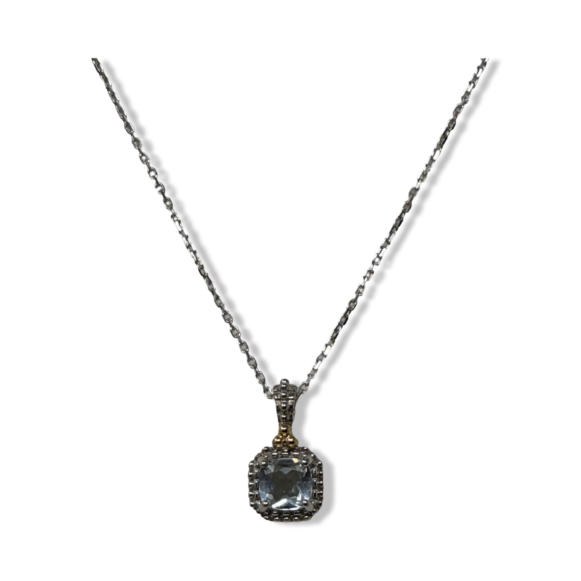 Phillip Gavriel Sterling Silver and 18K Gold Aquamarine Pendant