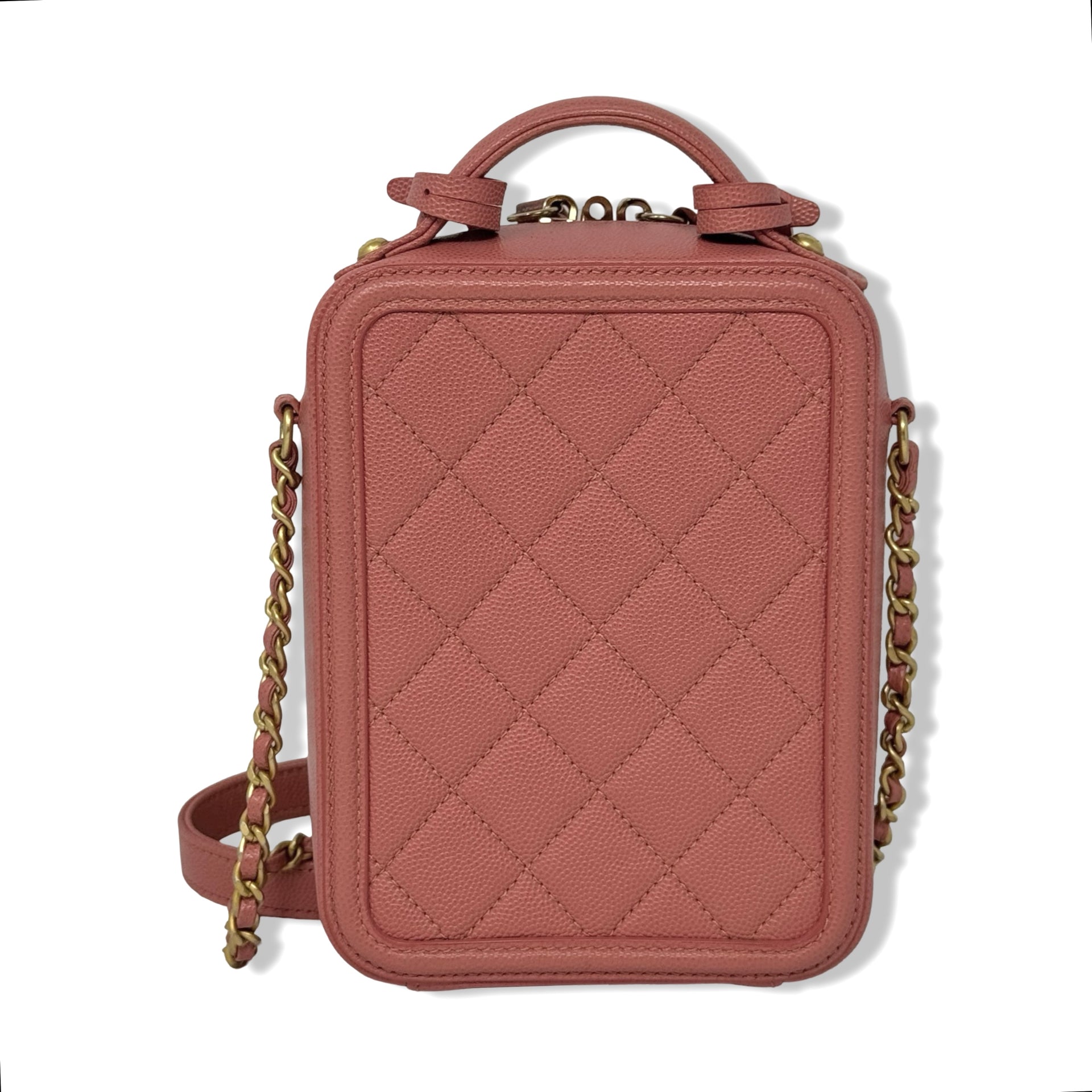 Chanel Caviar Quilted Filigree North South Vanity Case
