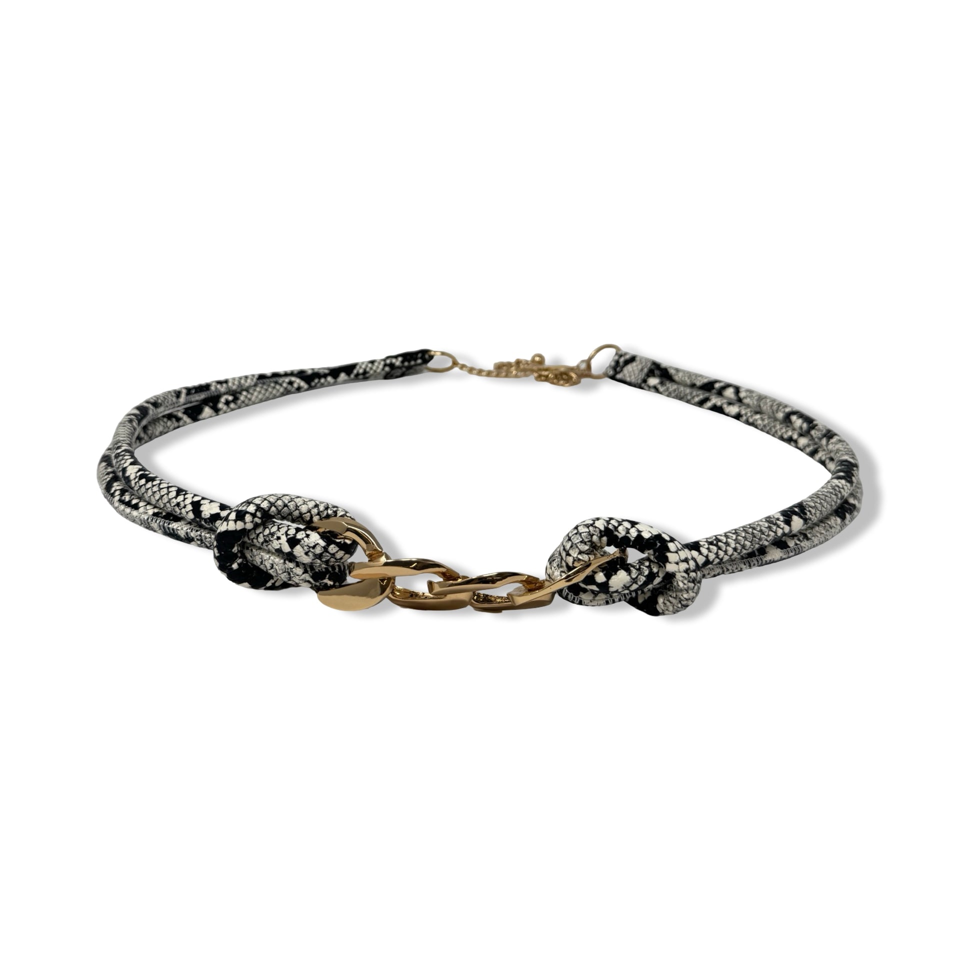 Linea Pelle Snake Print Chain Waist Belt
