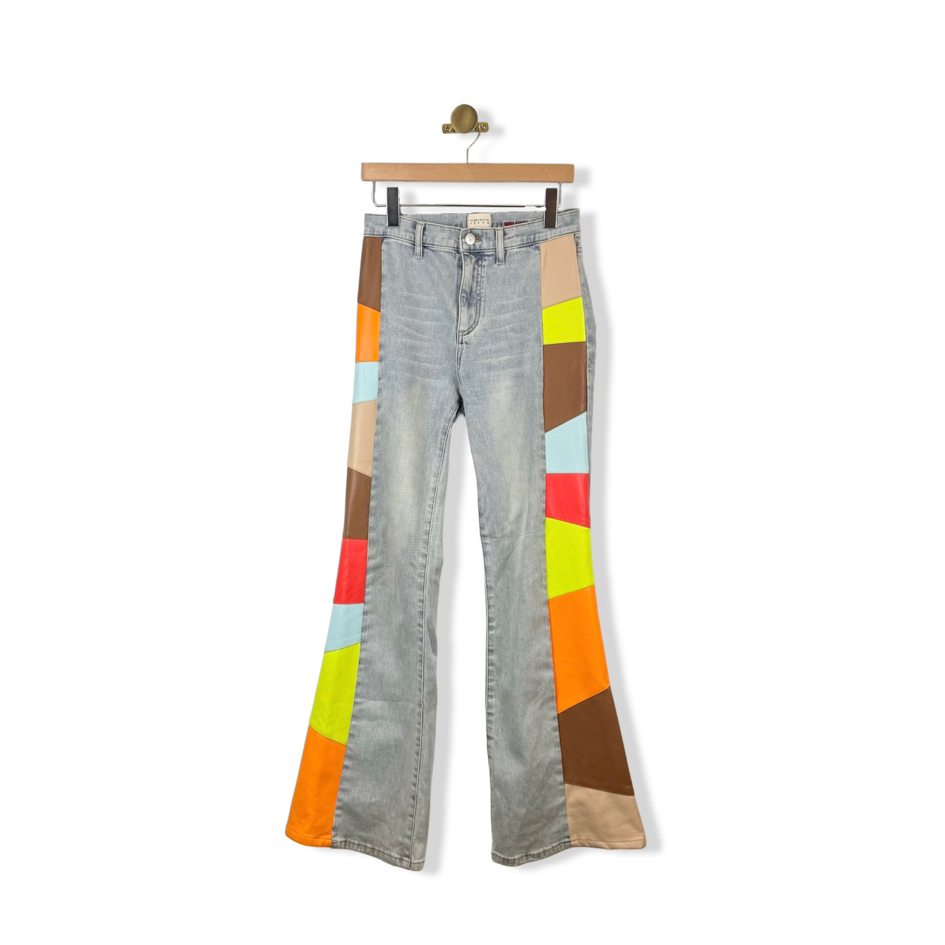 Alice + Olivia Faux Leather Panel Jeans