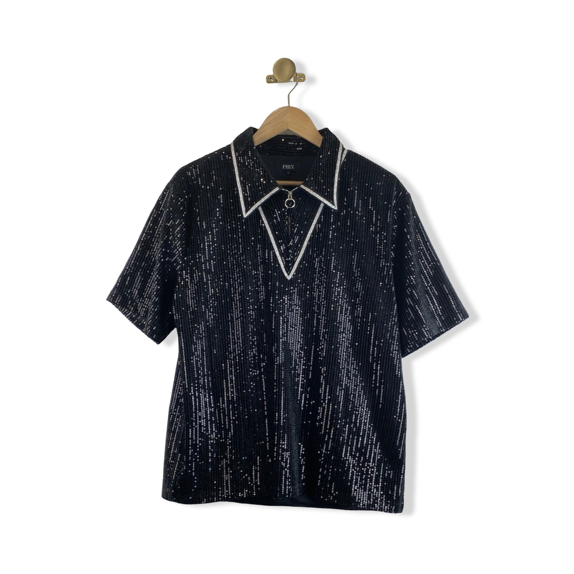 Phix Sequin Collared Top