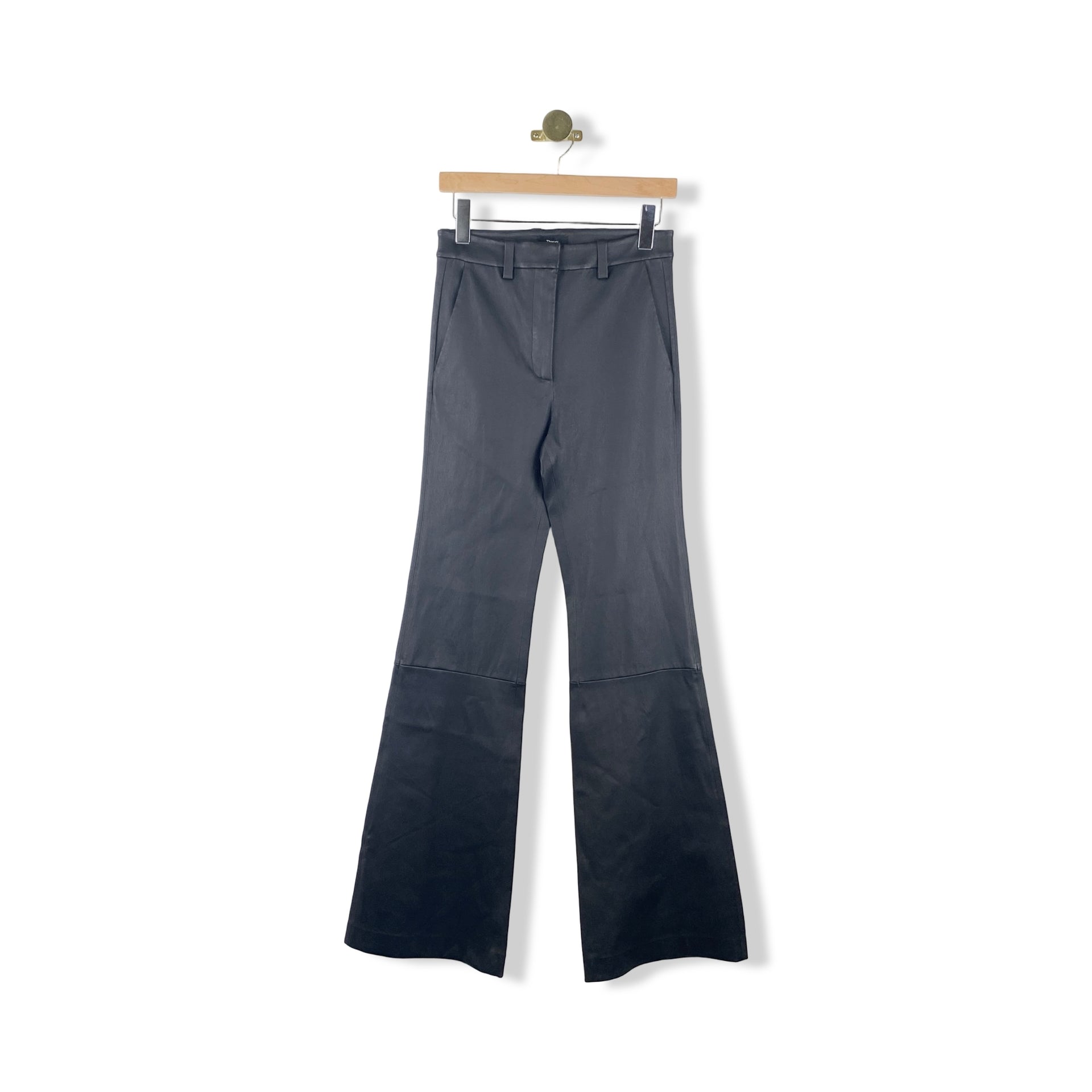 Theory Demitria Leather Flare Pants