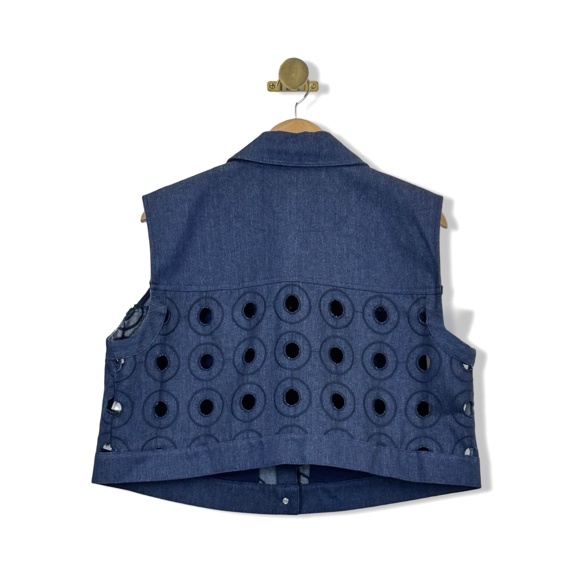 Eloquii Circular Cut-Out Denim Vest
