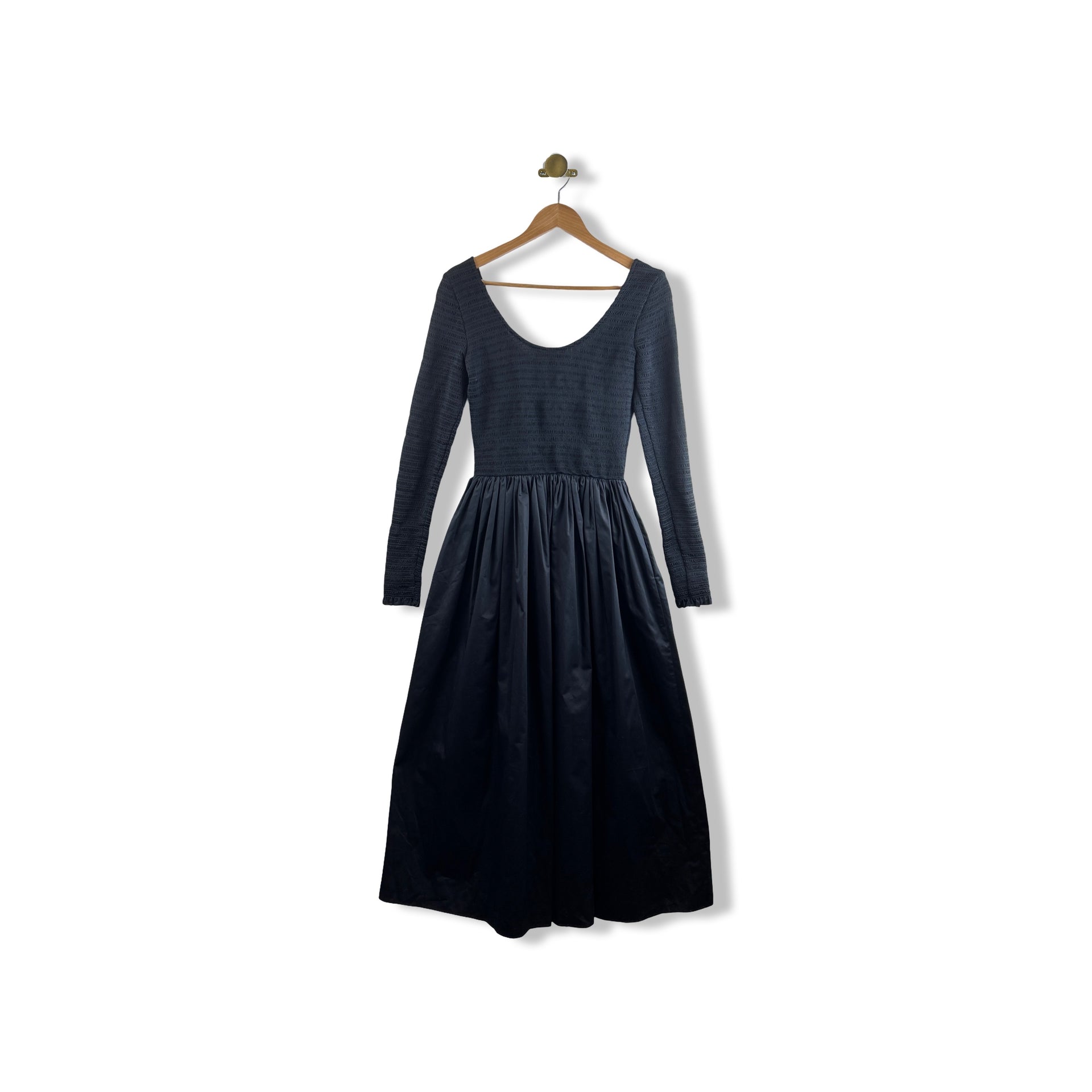 La Ligne Long Sleeve Smocked Maxi Dress