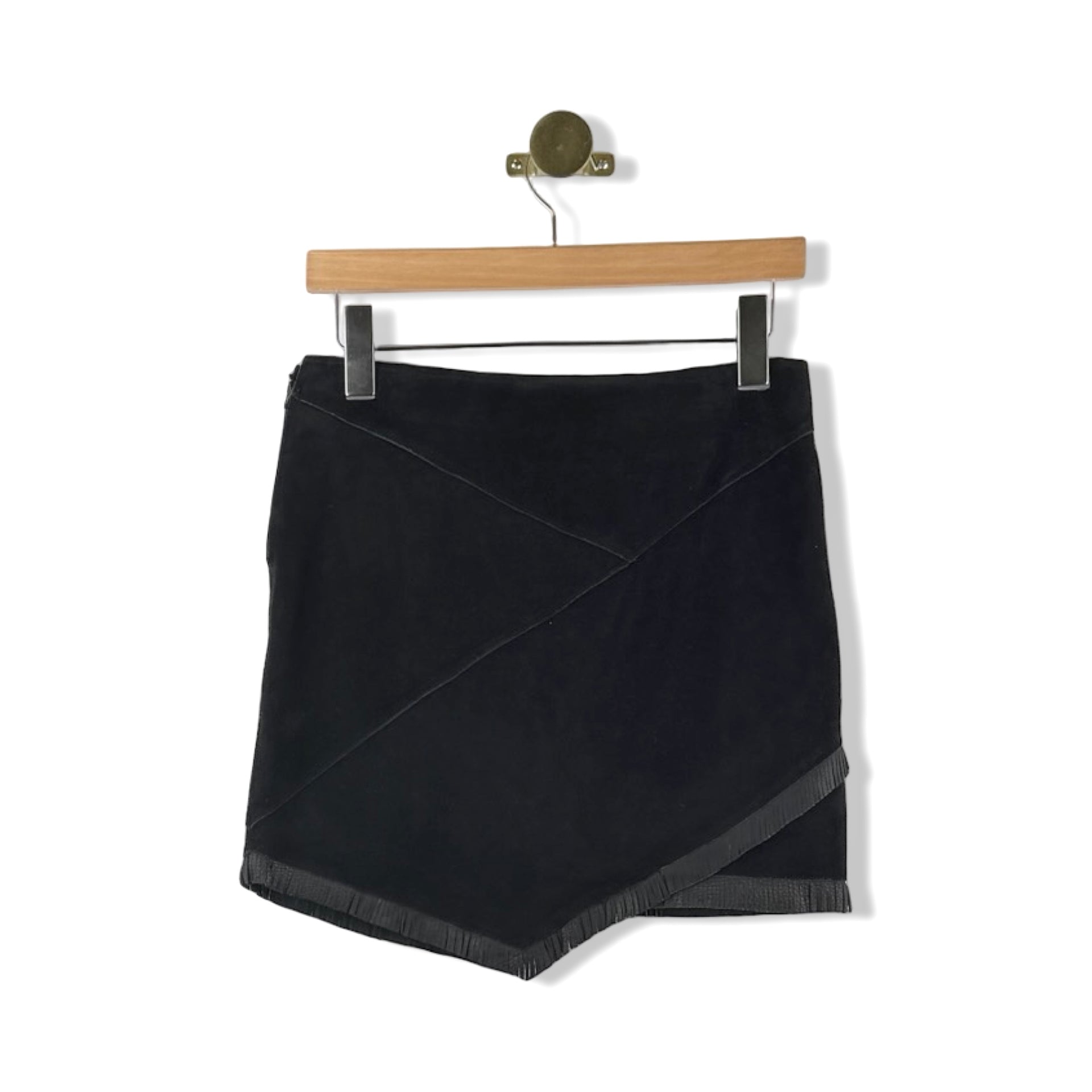 Maje Suede Fringe Mini Skirt