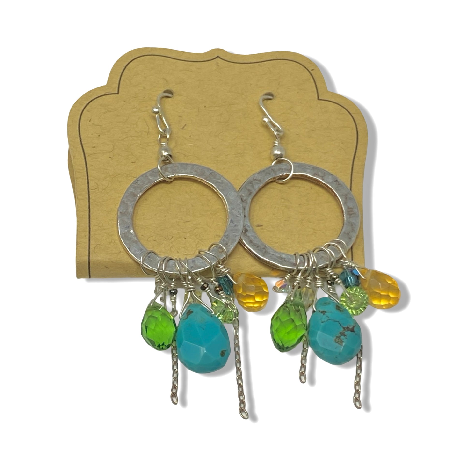 Bead Drop Hoop Earrings