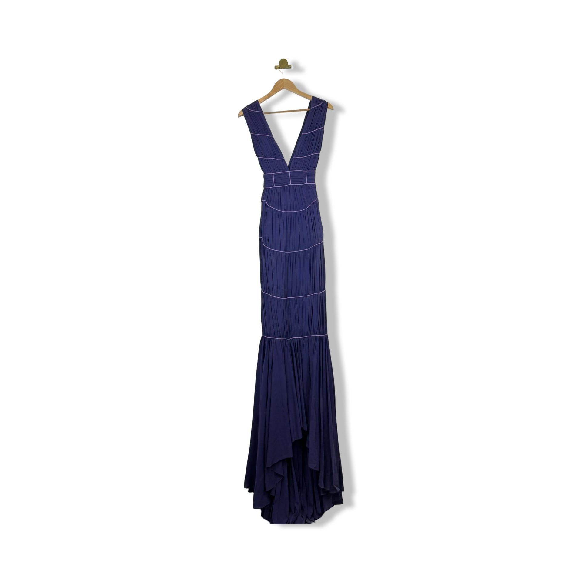 Zac Posen Tiered V Neck Gown