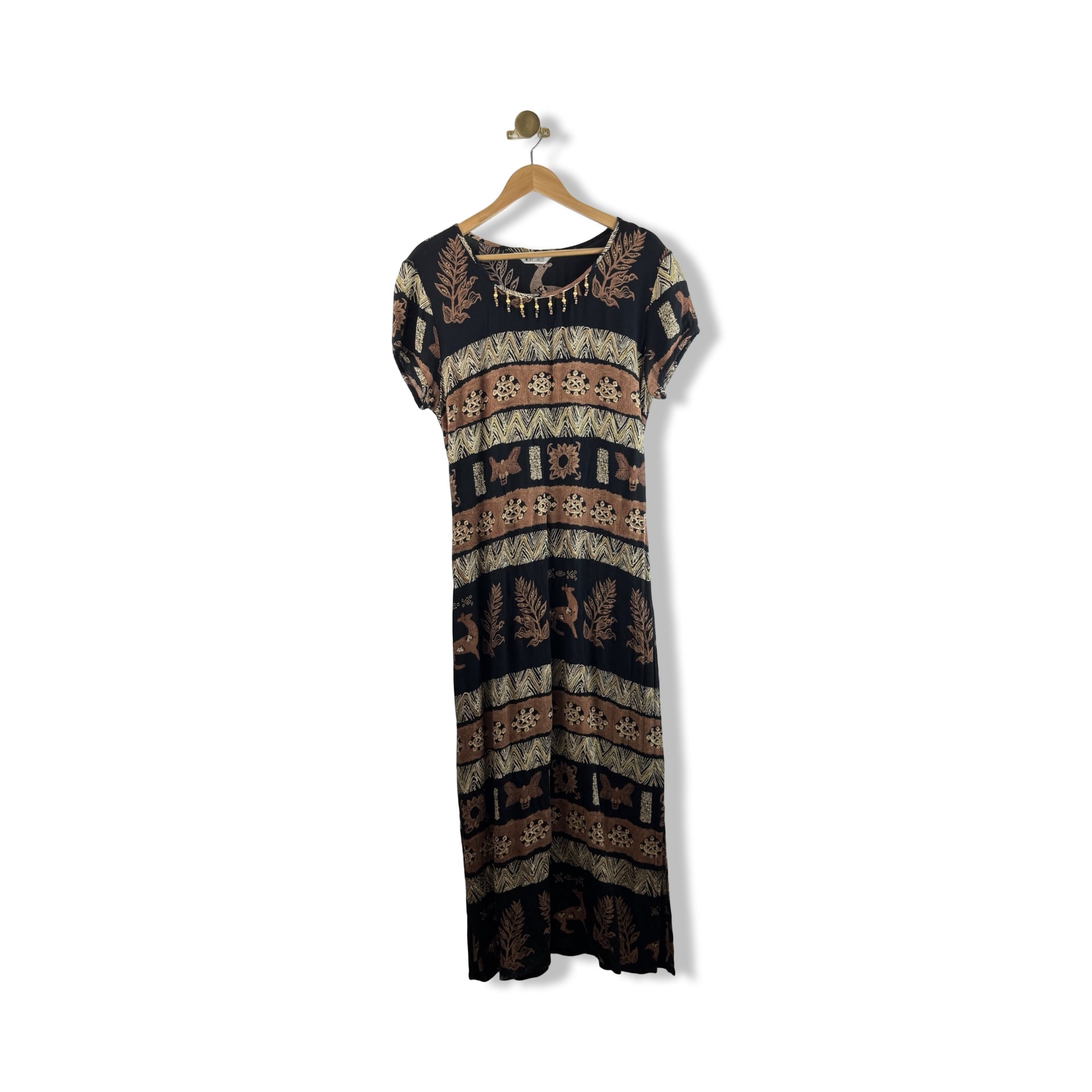 Vintage Nina Piccalino Short Sleeve Pattern Maxi Dress