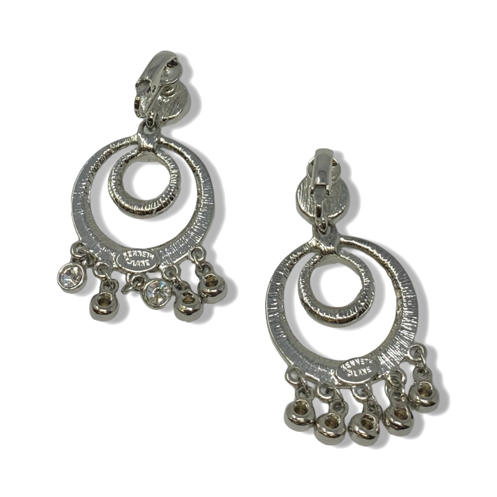 Kenneth Jay Lane Rhinestone Drop Circular Clip On Earring