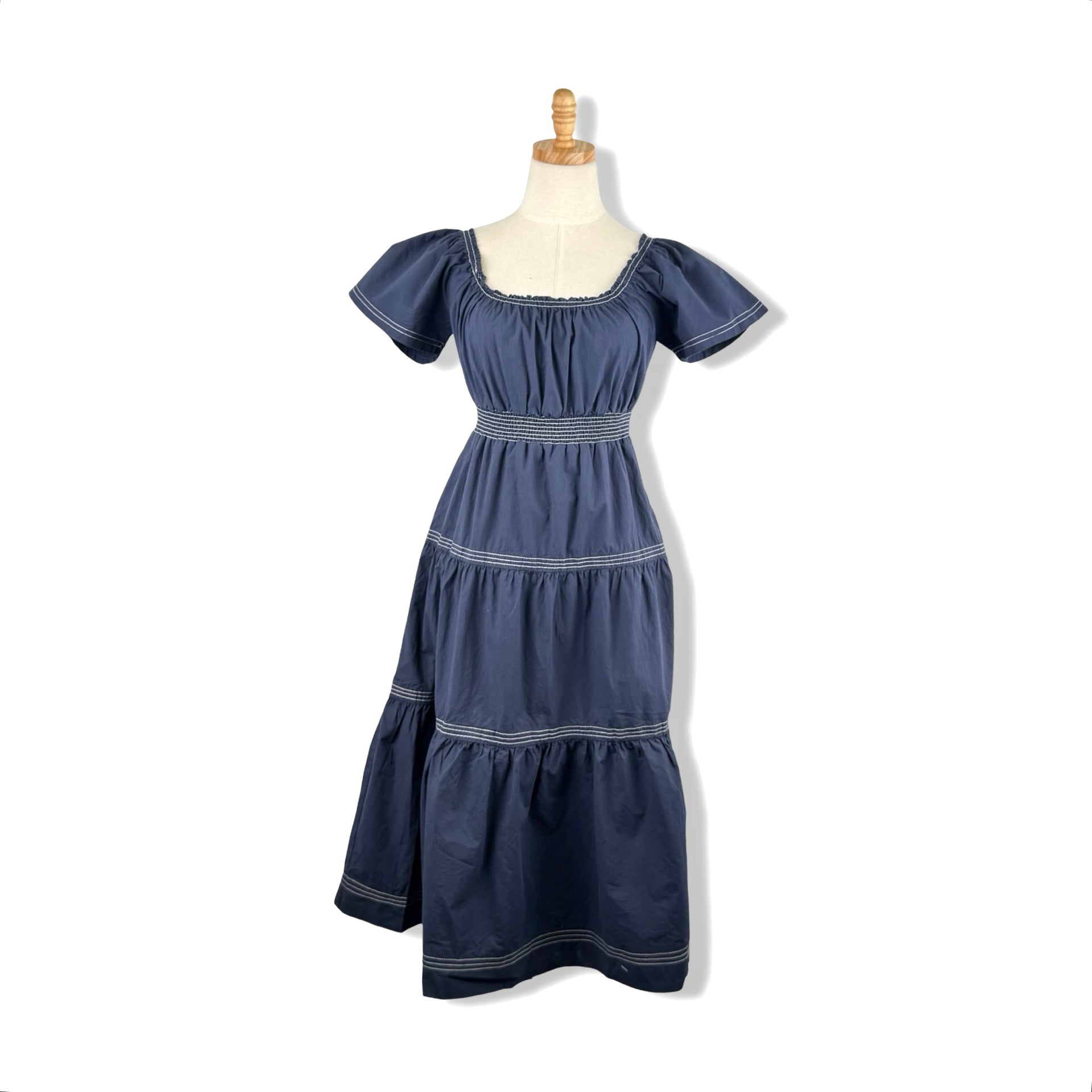 Raisonnel Smocked Waist Tiered Midi Dress