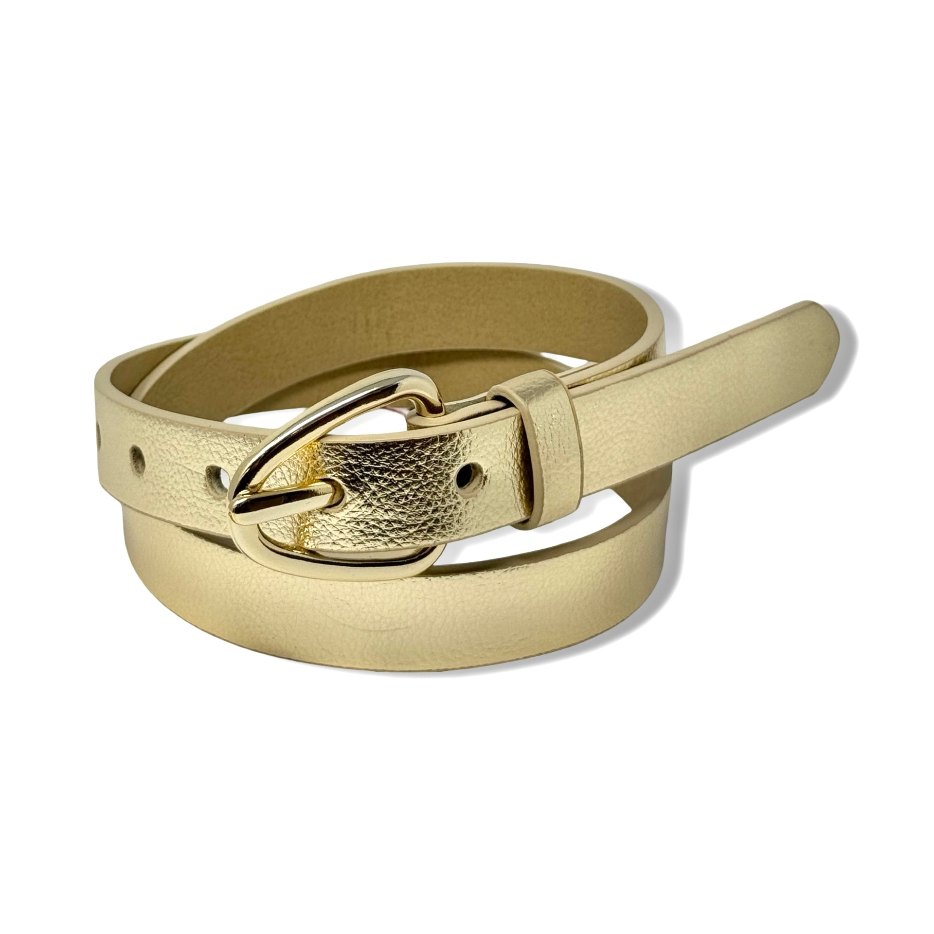 Linea Pelle Gold Metallic Thin Belt