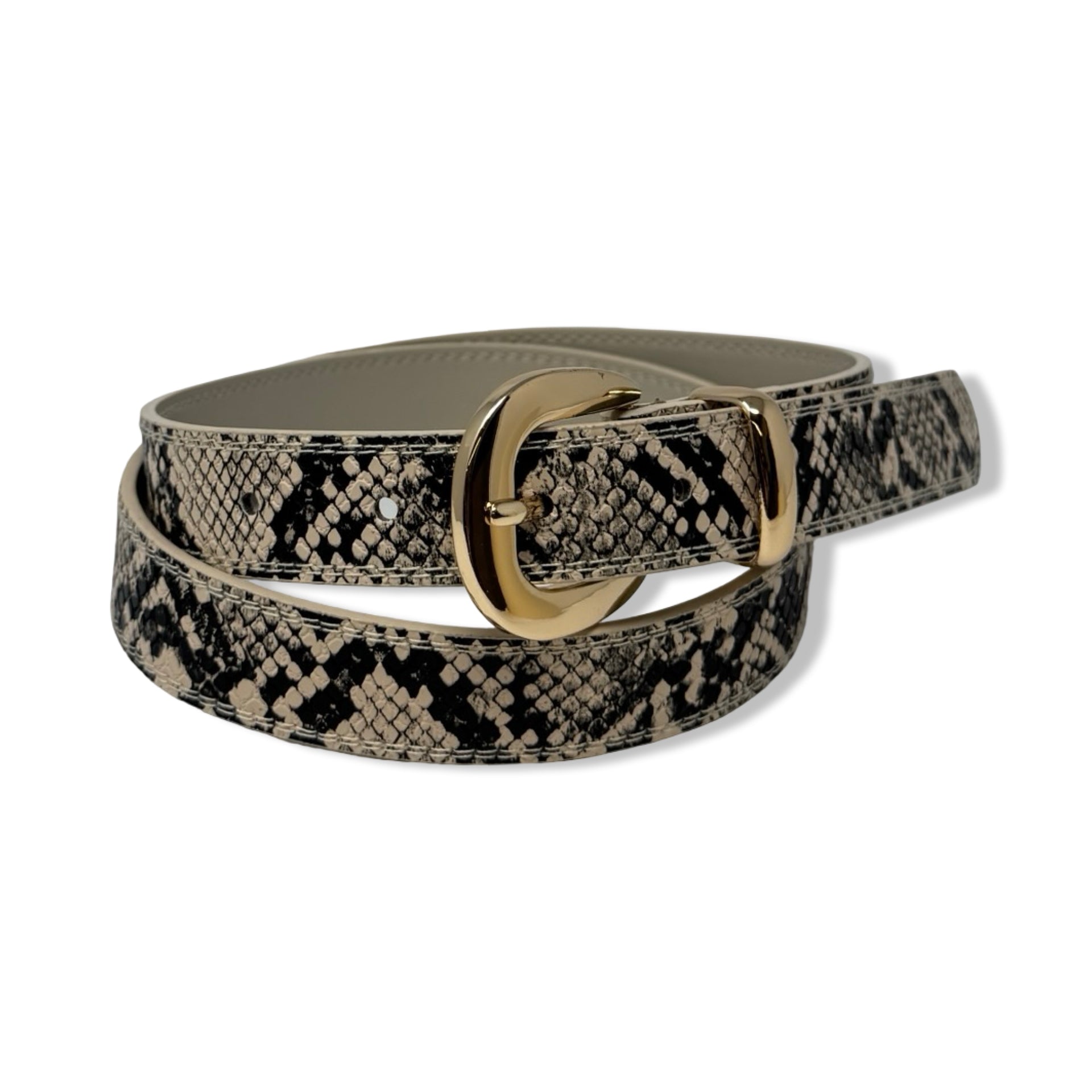 Thin Snake Print Faux Leather Belt