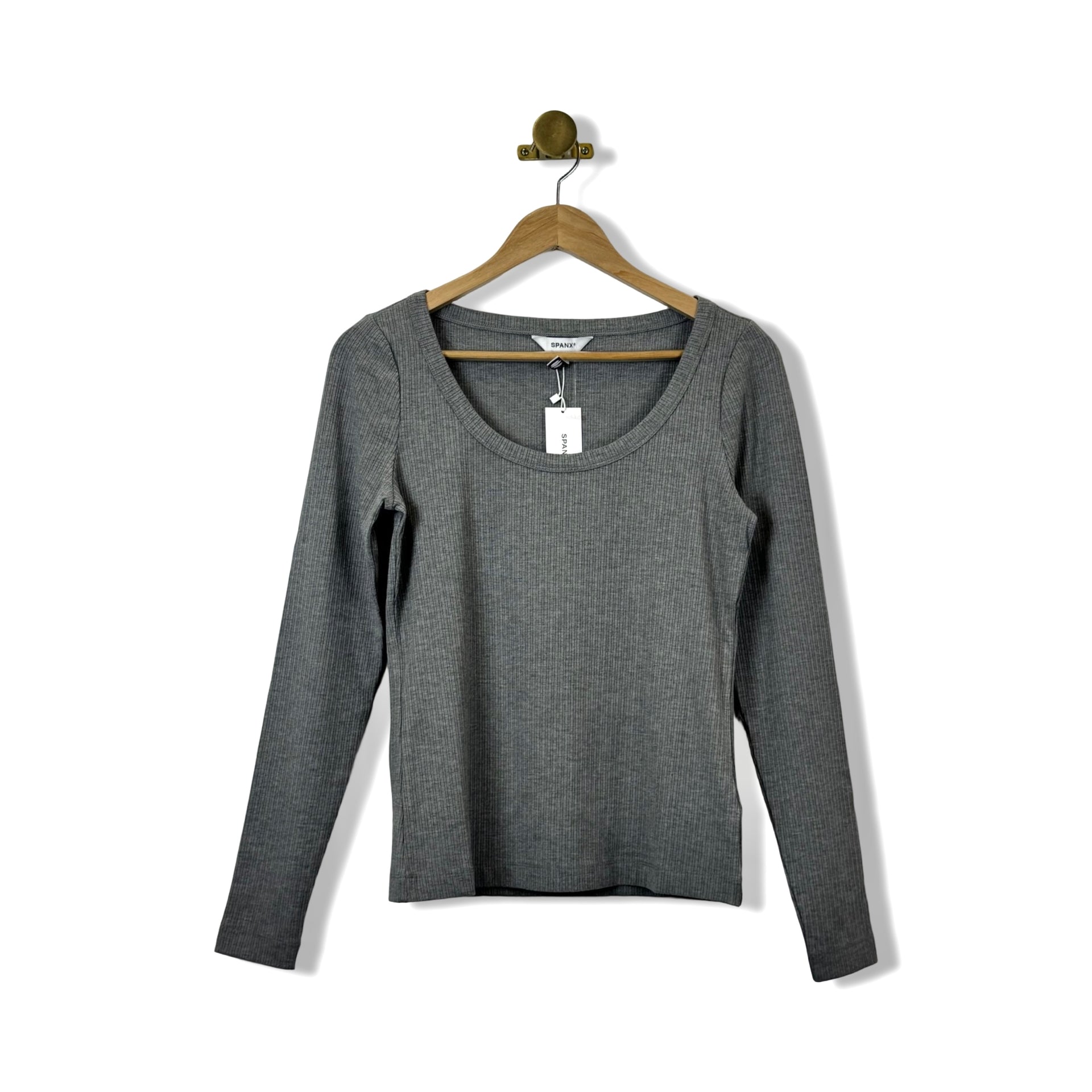 Spanx Long Sleeve Rib Scoop Neck Tee