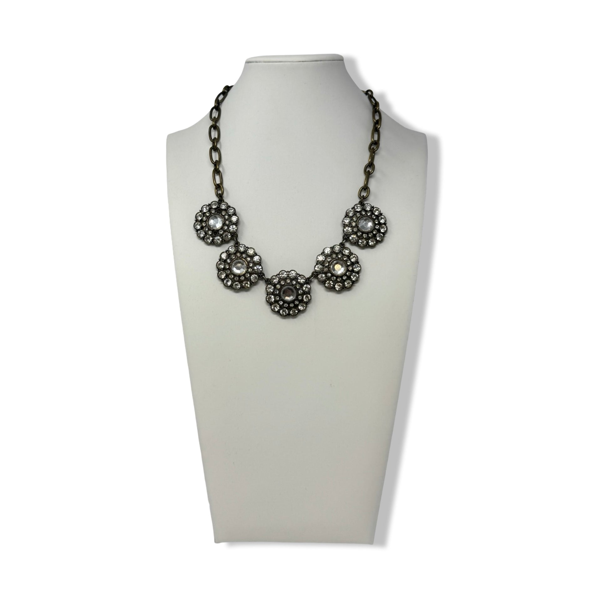 J.Crew Floral Rhinestone Pendant Necklace