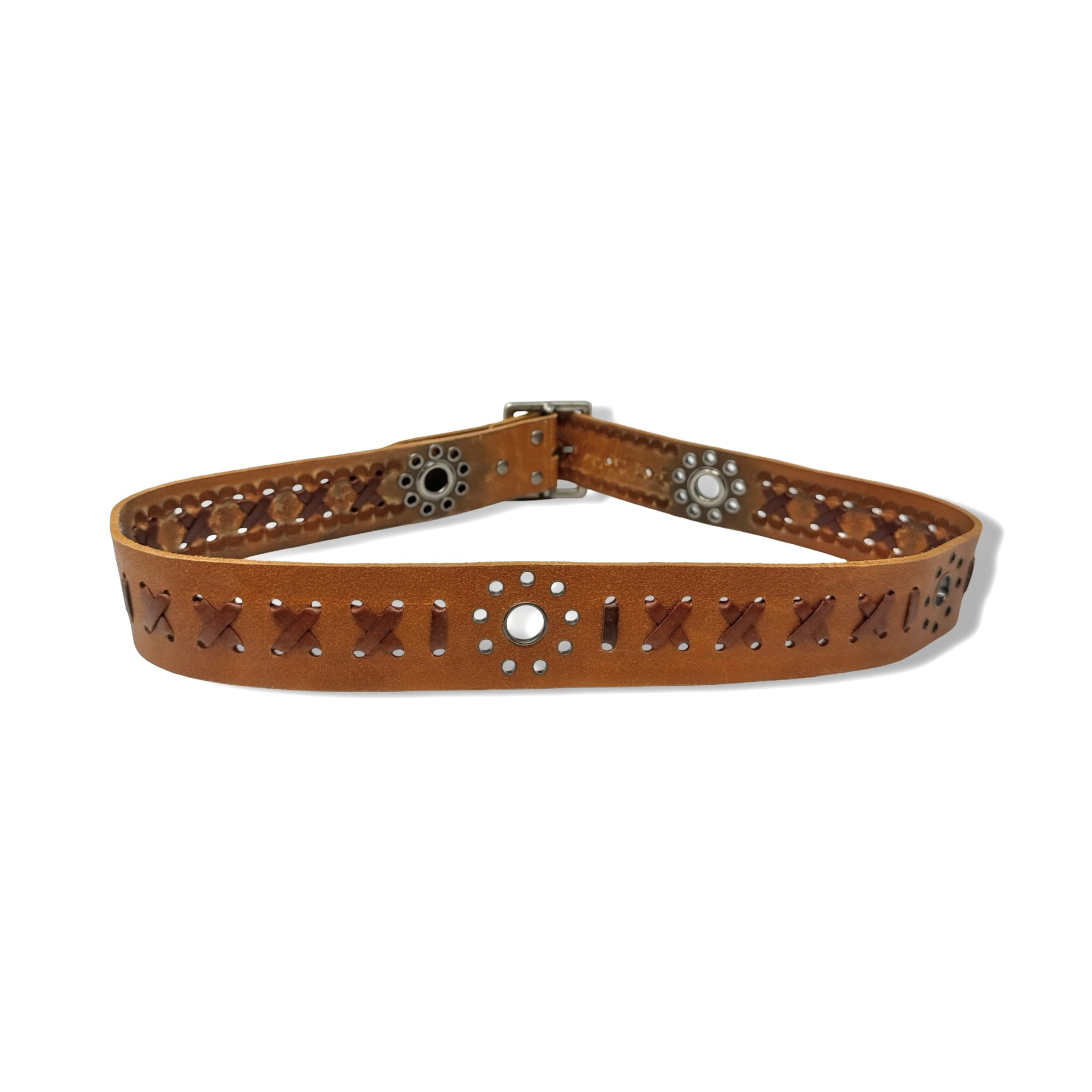 Vintage R.J. Graziano Woven Grommet Leather Belt