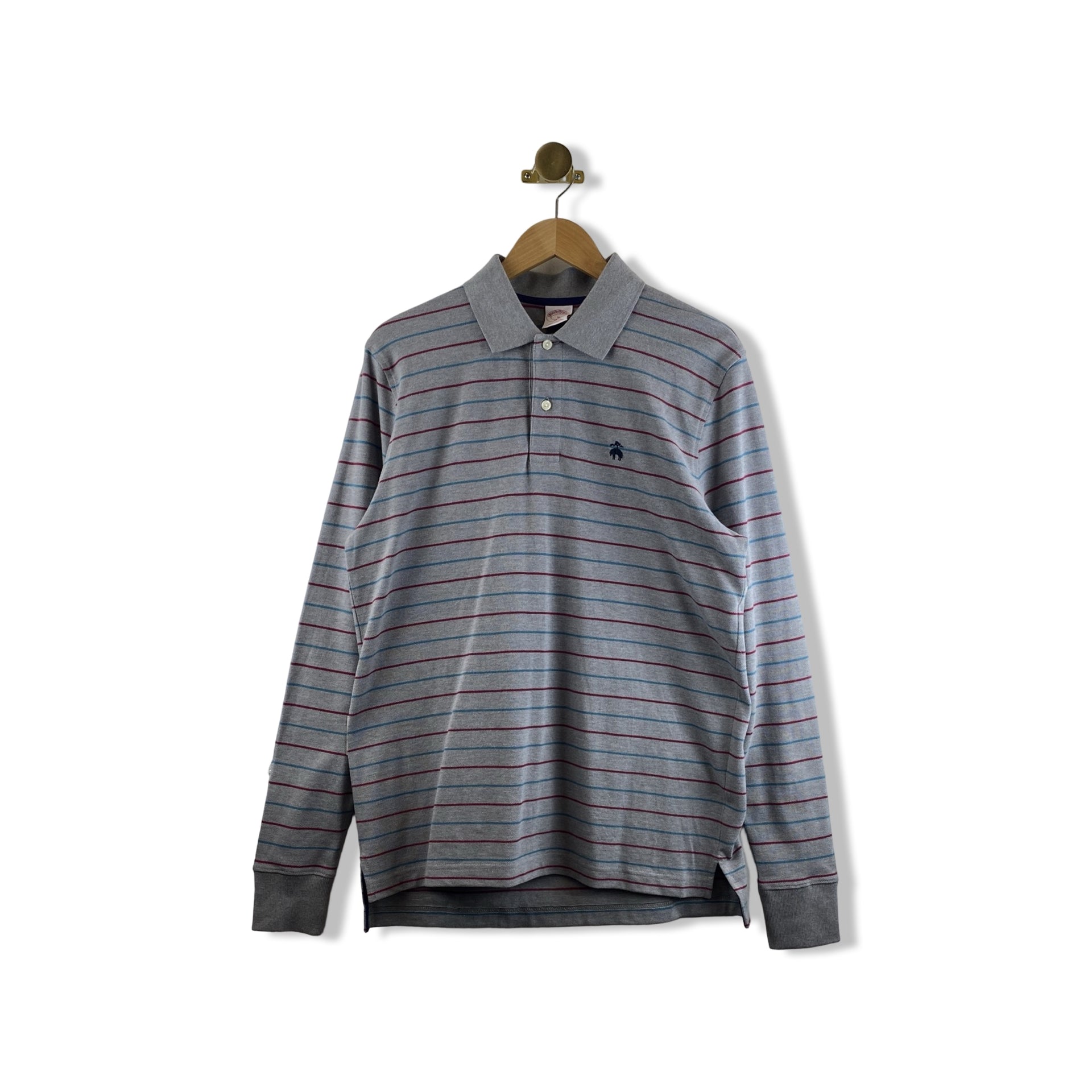 Brooks Brothers Knit Striped Long Sleeve Polo