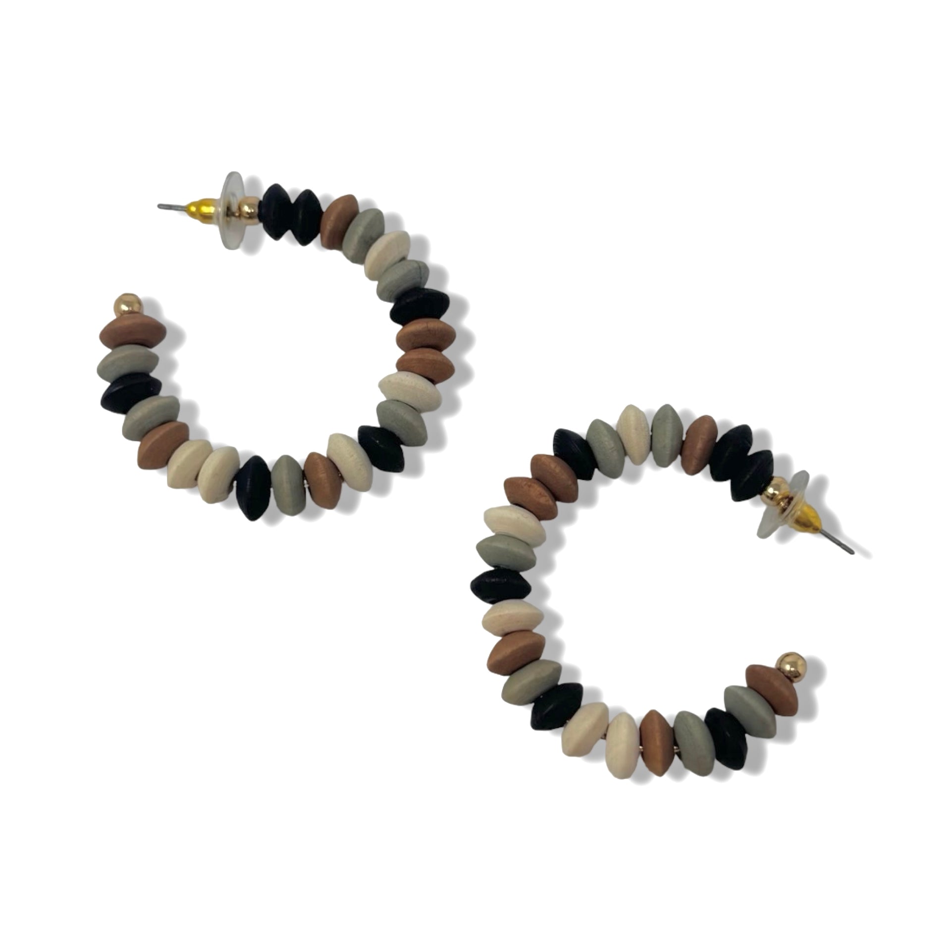 Flat Beaded Open Hoop Earrings