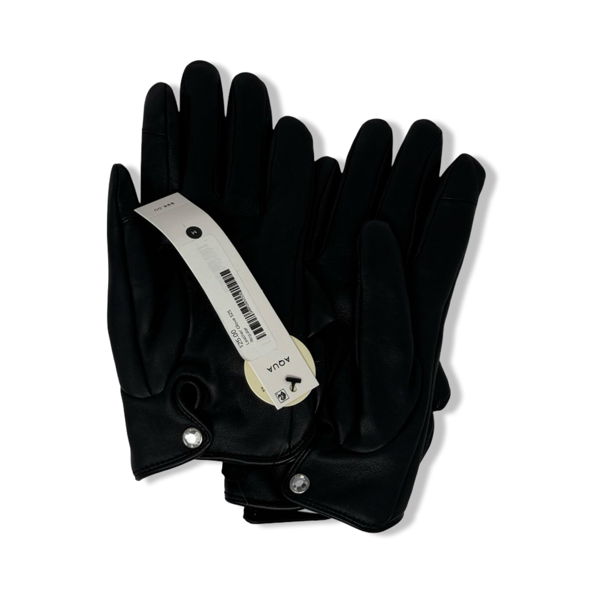 Aqua Leather Bow Gloves