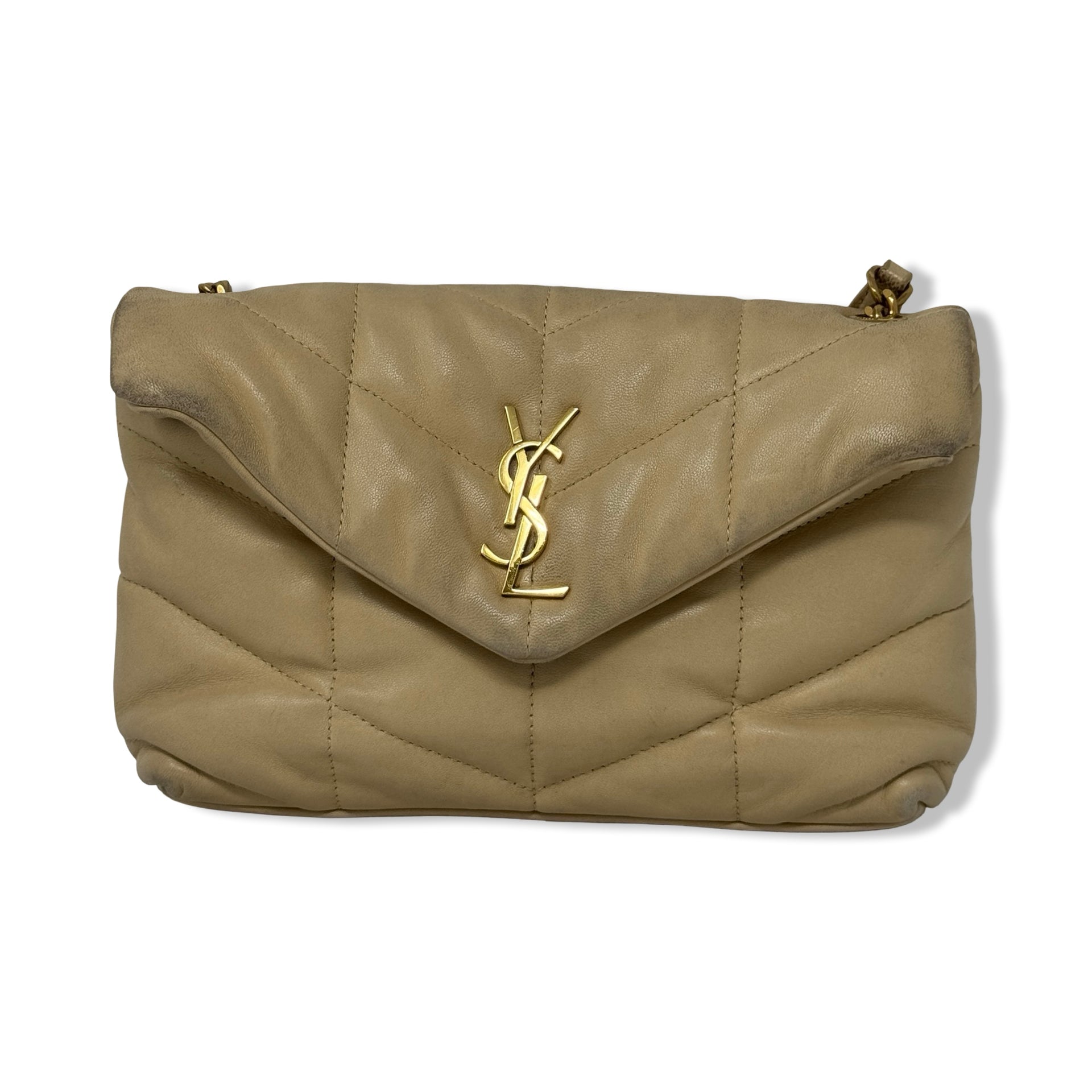 Saint Laurent Beige Toy Loulou Puffer Shoulder Bag