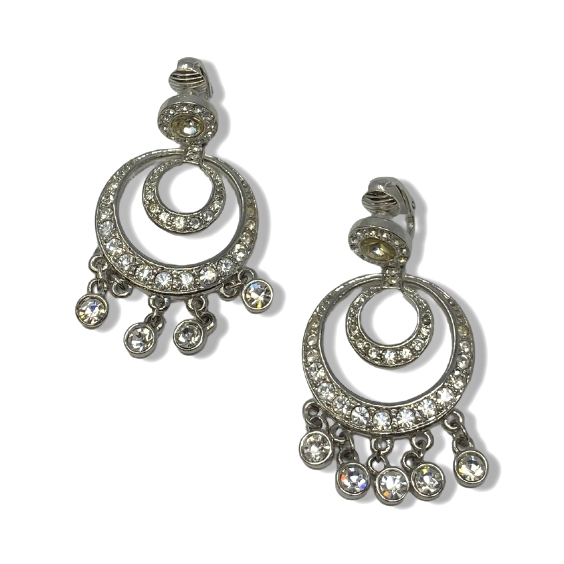 Kenneth Jay Lane Rhinestone Drop Circular Clip On Earring