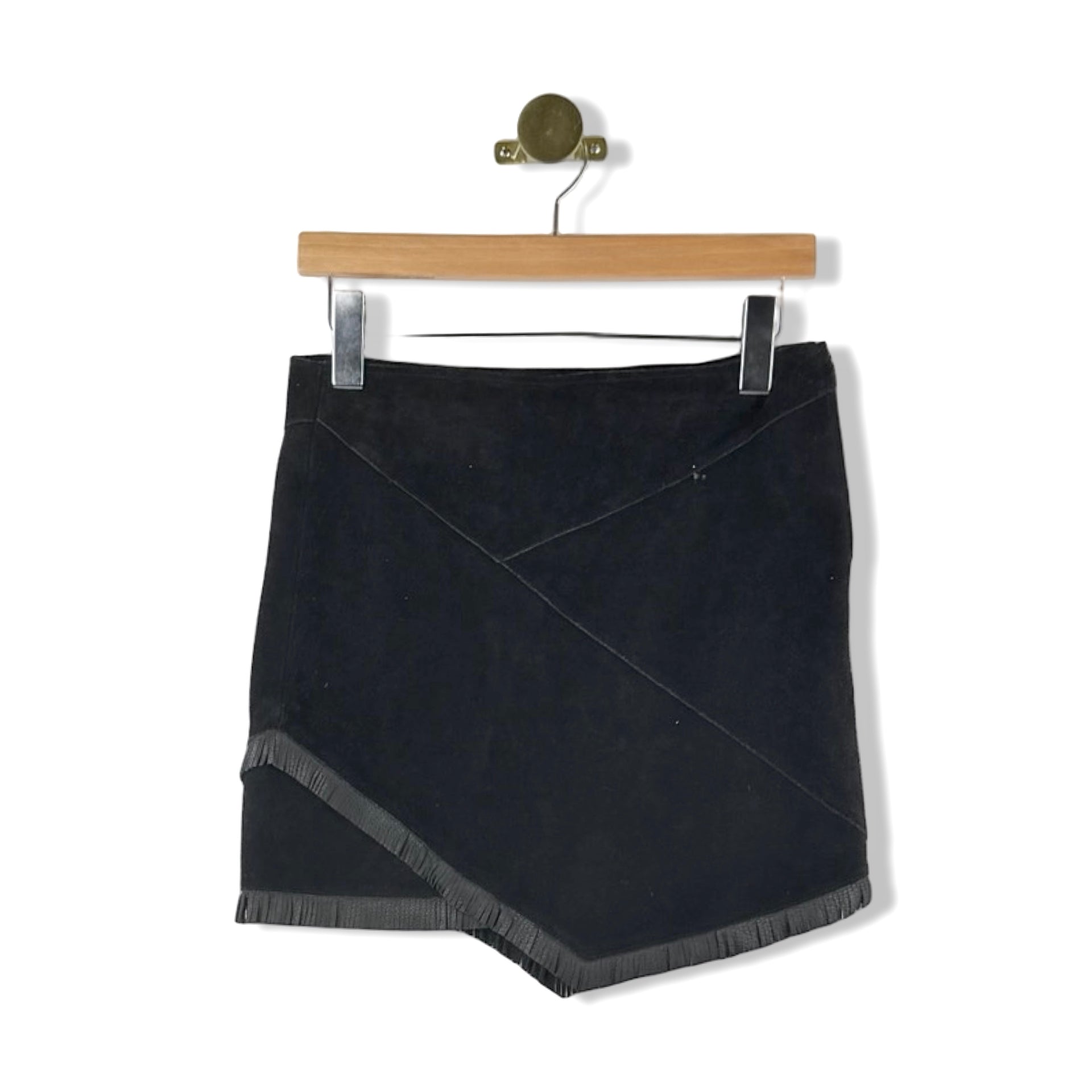 Maje Suede Fringe Mini Skirt