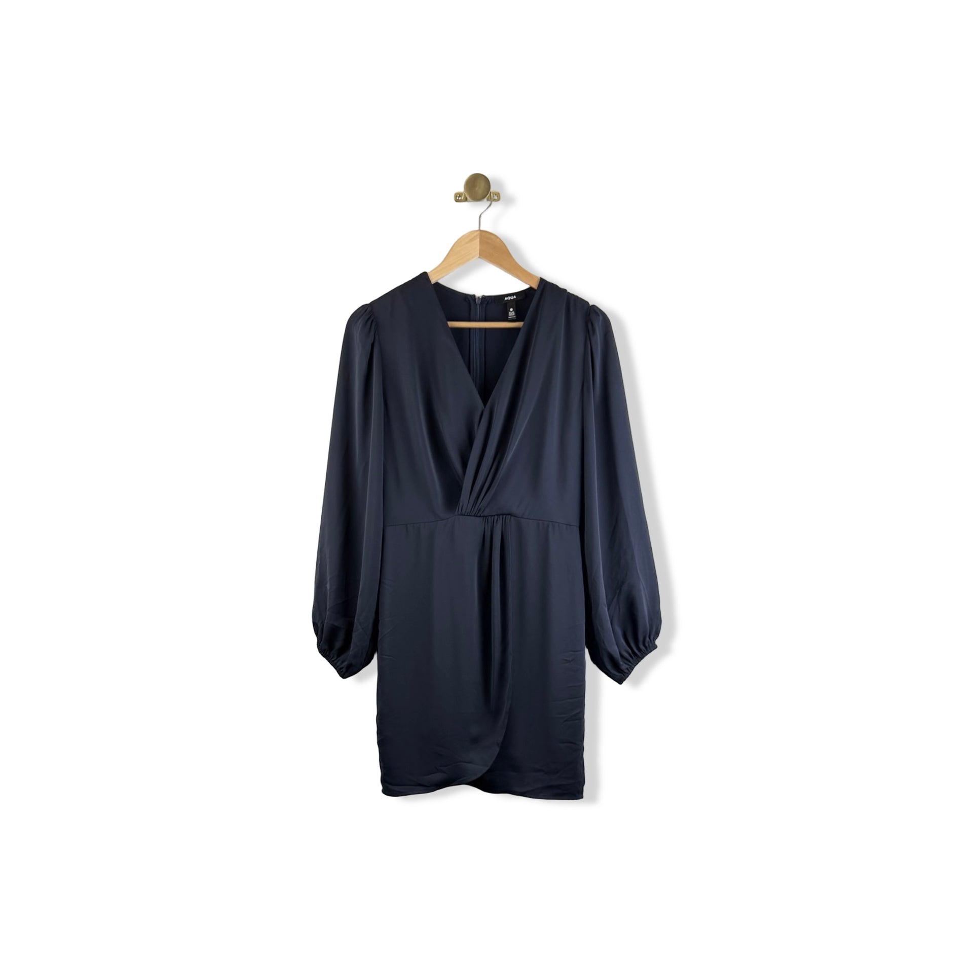 AQUA Sheer Bishop Sleeve Dress