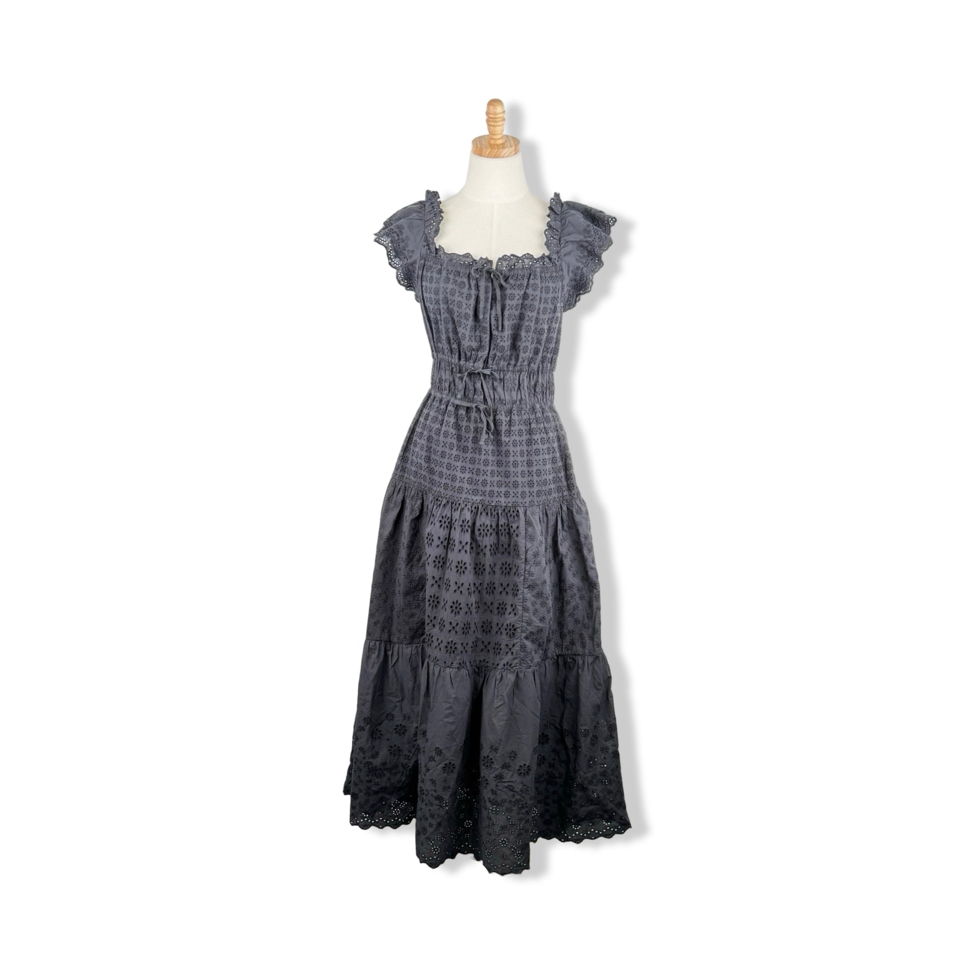 Unsubscribed Eyelet Flutter Sleeve Dress