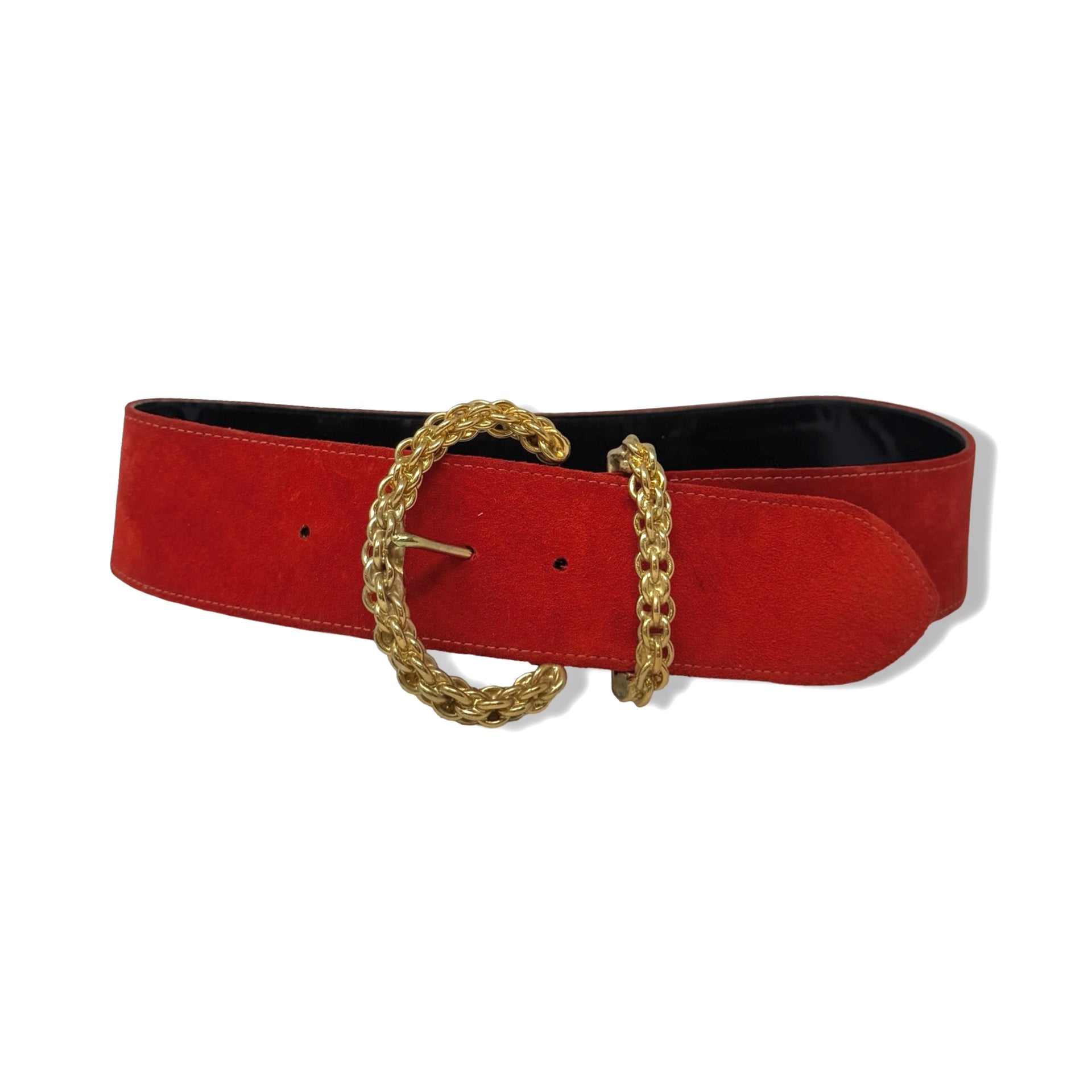 Vintage R.J. Graziano Suede Link Chain Buckle Belt