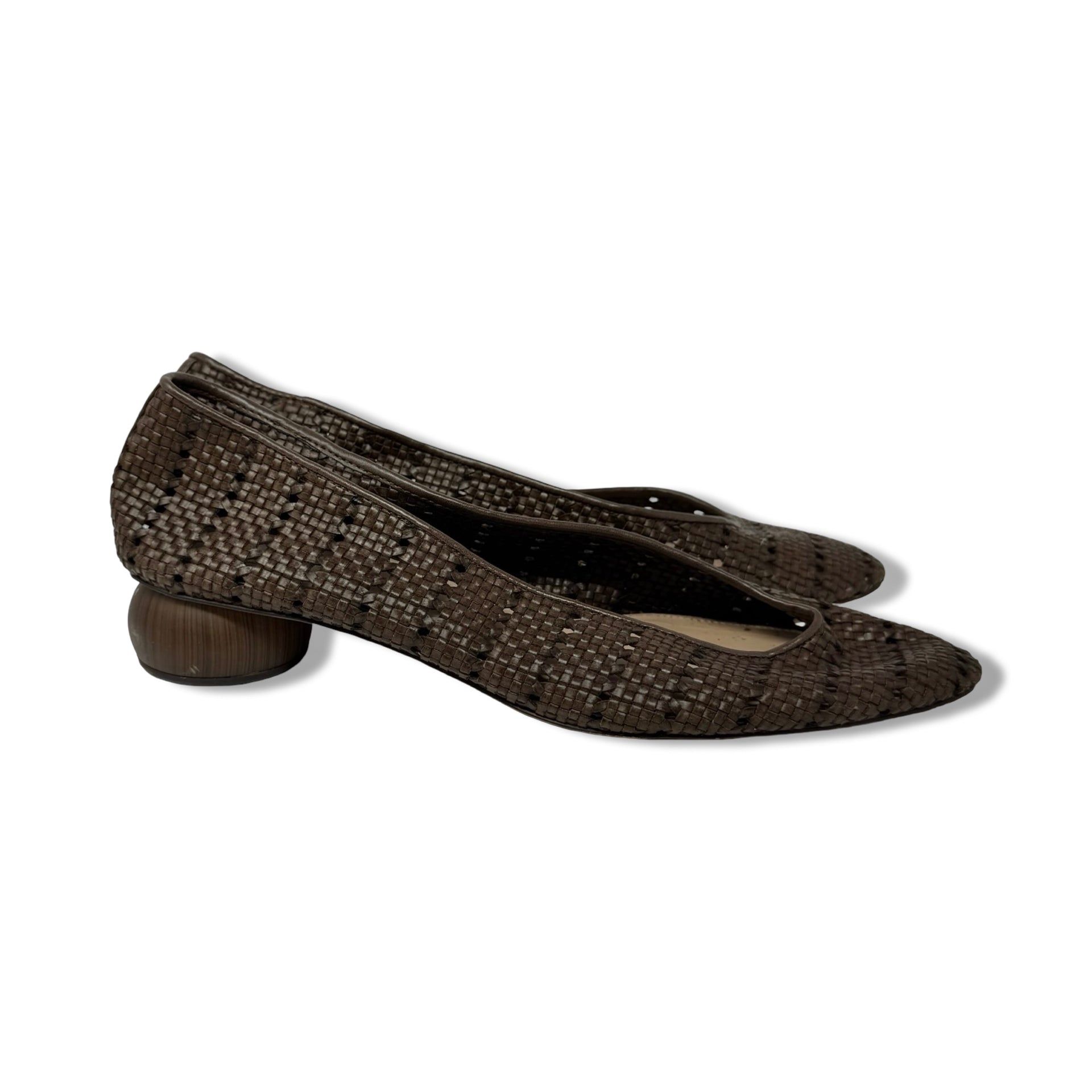 Massimo Dutti Woven Leather Flats