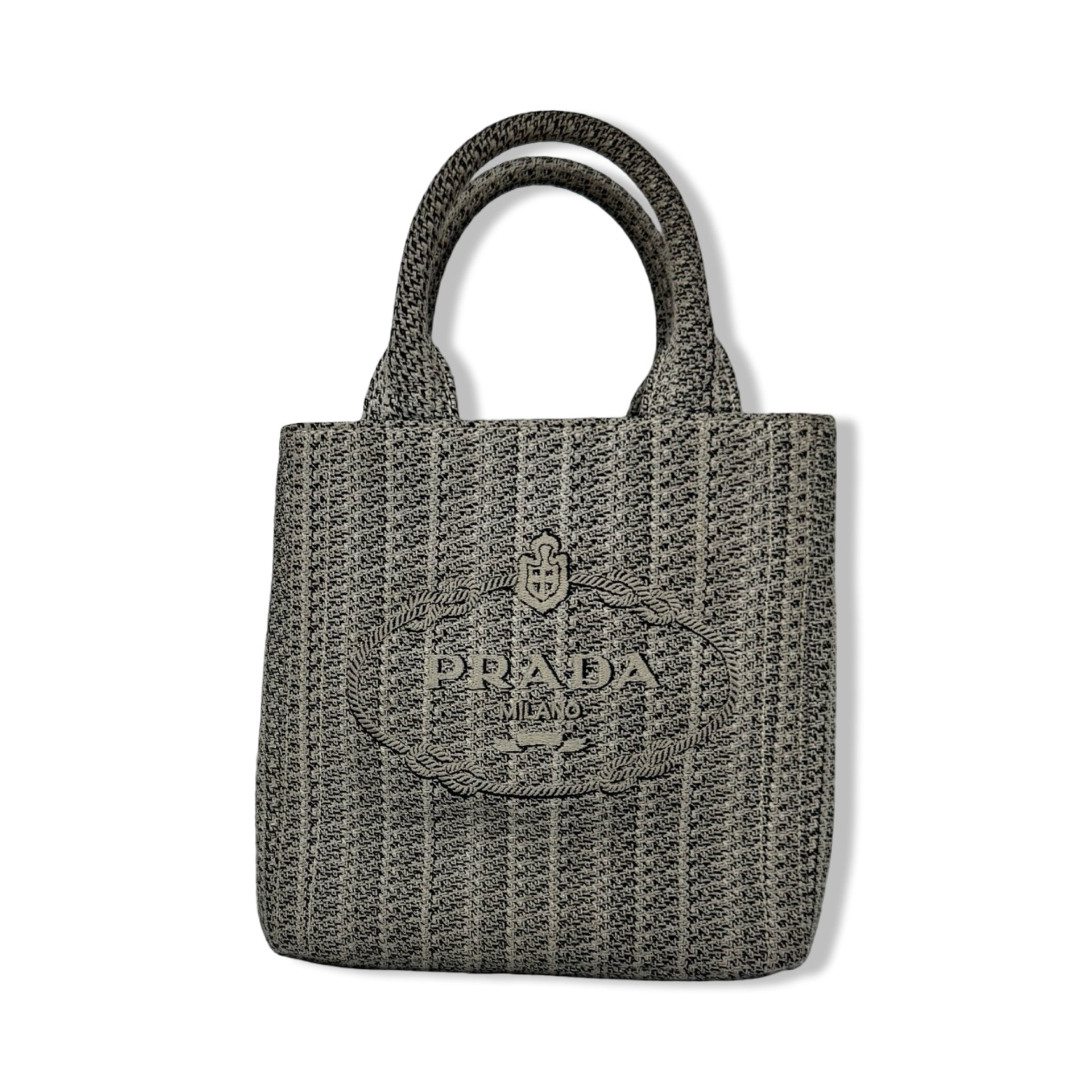 Prada Woven Jacquard Drill Handbag
