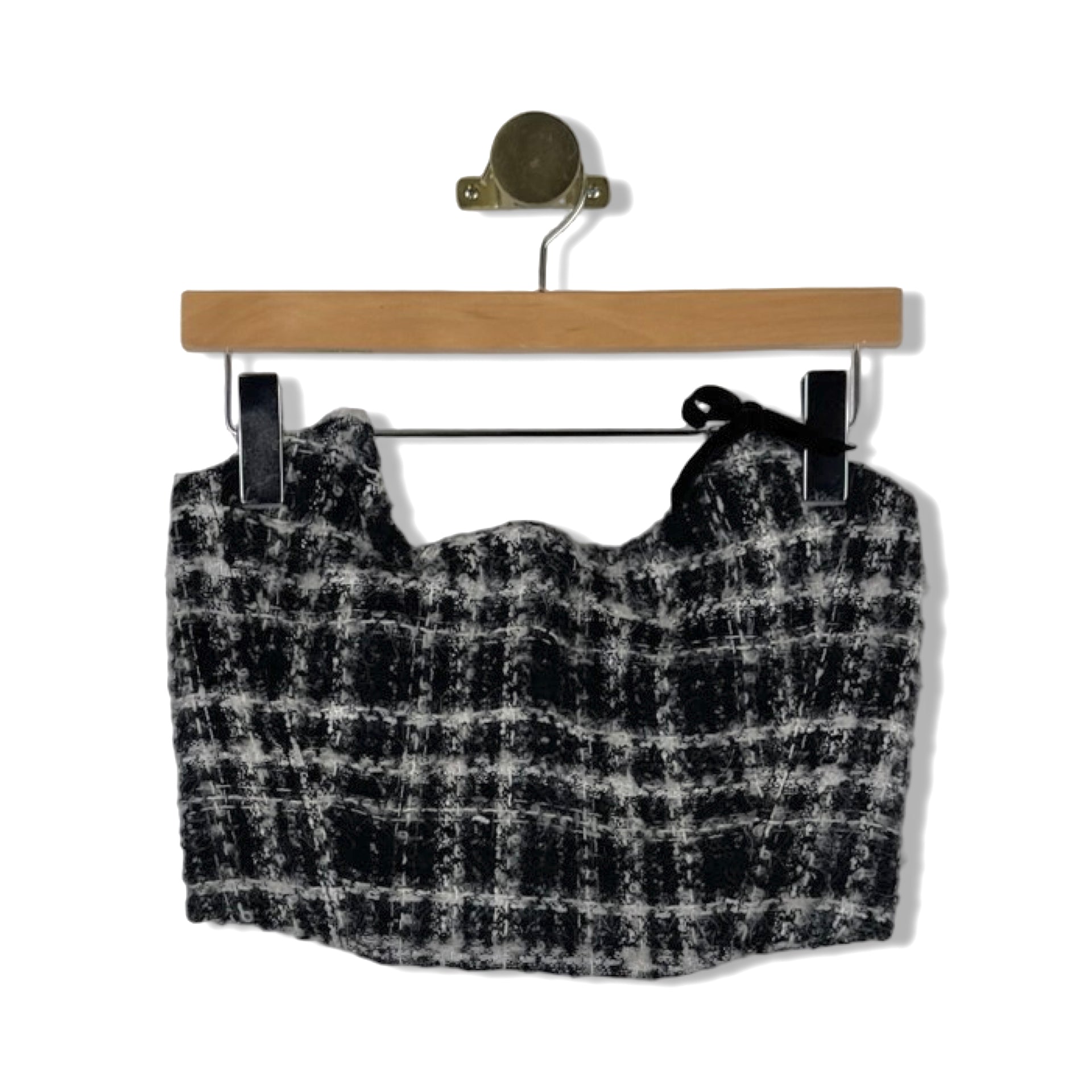 Alessandra Rich Checked Tweed Bustier