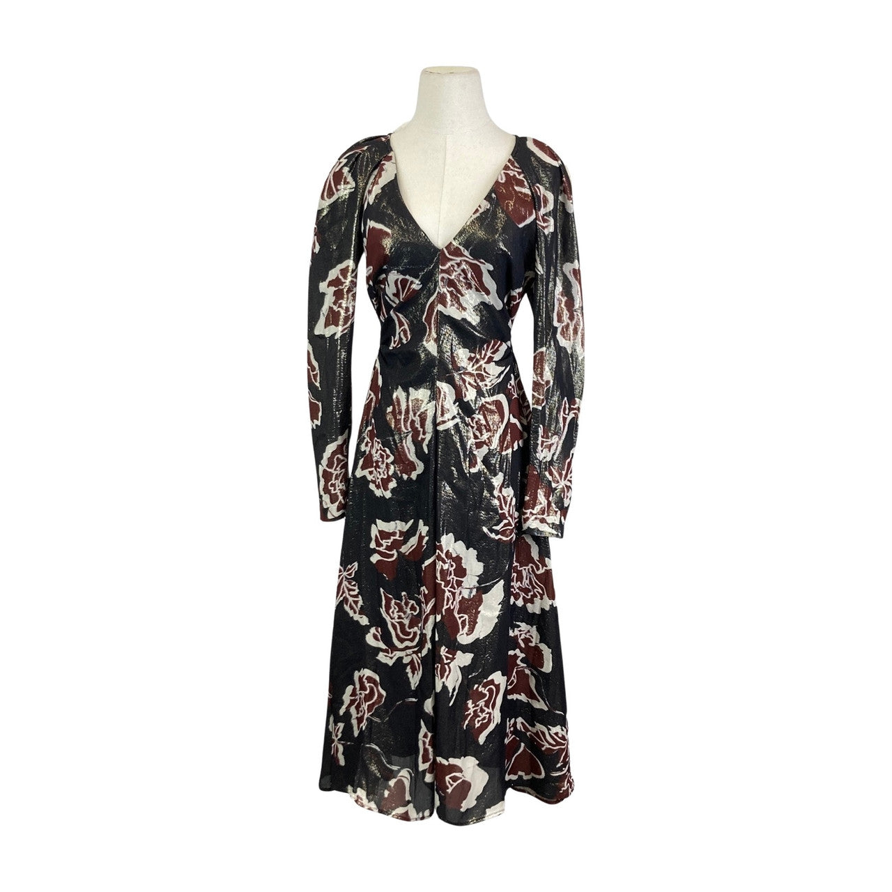 Tanya Taylor Annika Shimmer Floral Midi Dress-Thumbnail