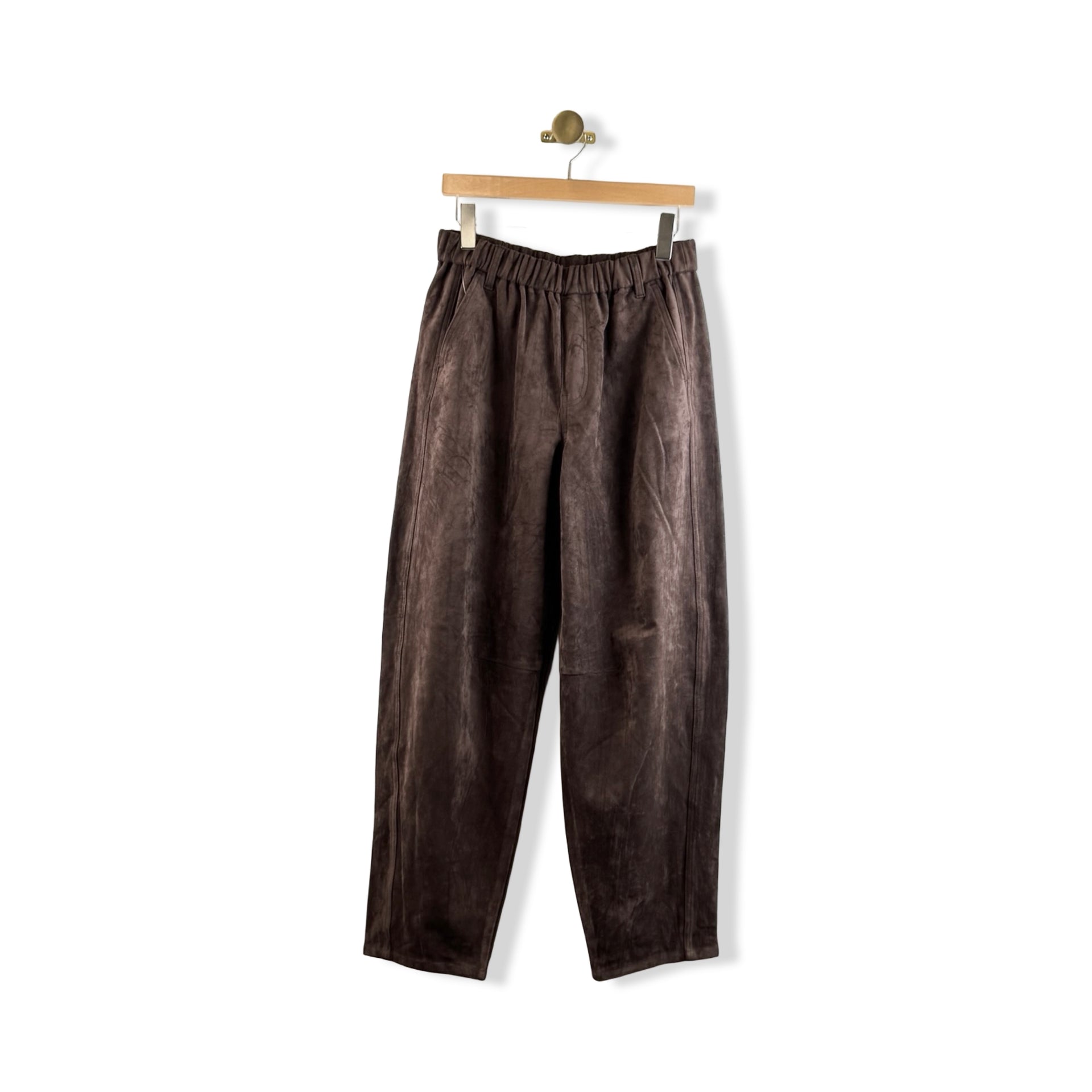 BLANKNYC Faux Suede Chocolate The Long Barrel Leg Pant
