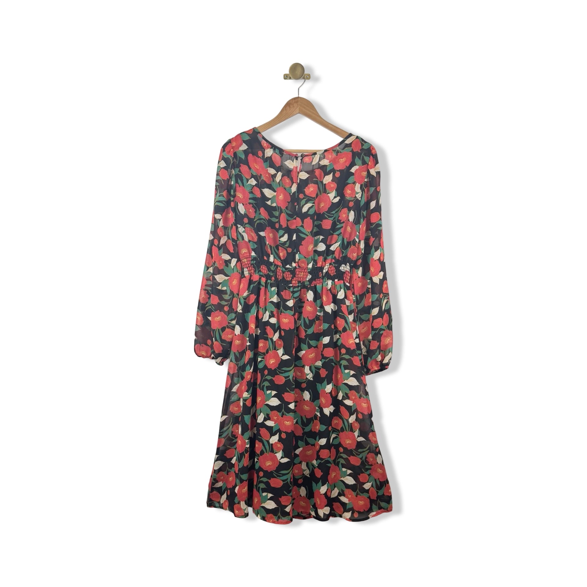 Louha Floral Sheer Long Sleeve Dress
