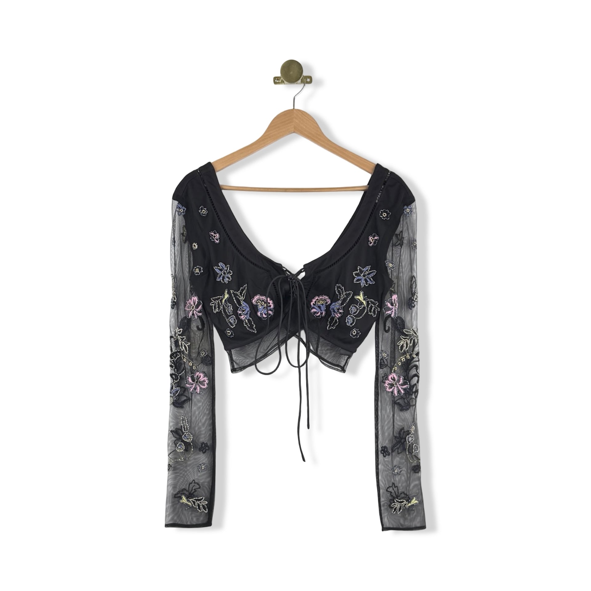 Reclaimed Vintage Beaded Sheer Top