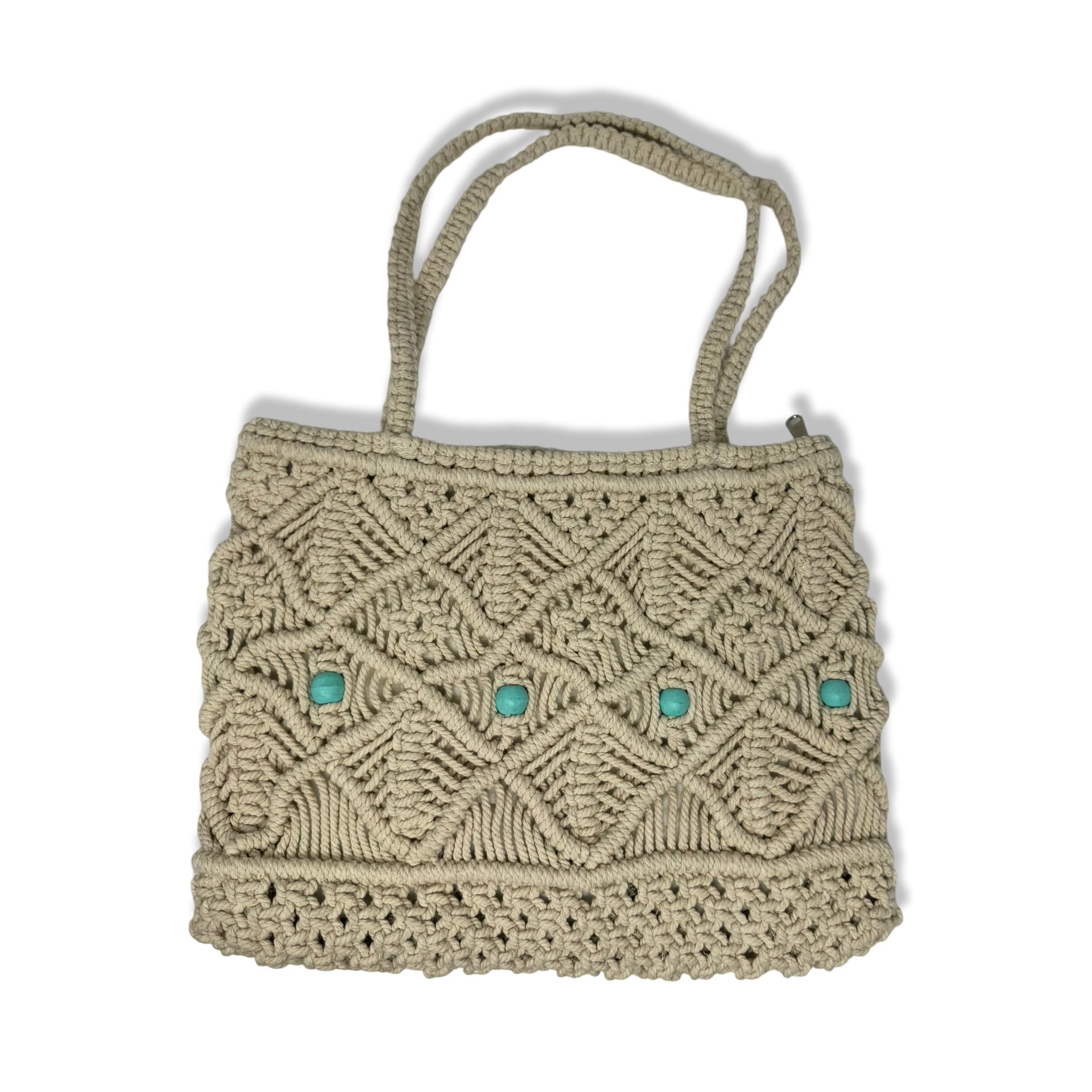 Blue Bead Crochet Tote Bag