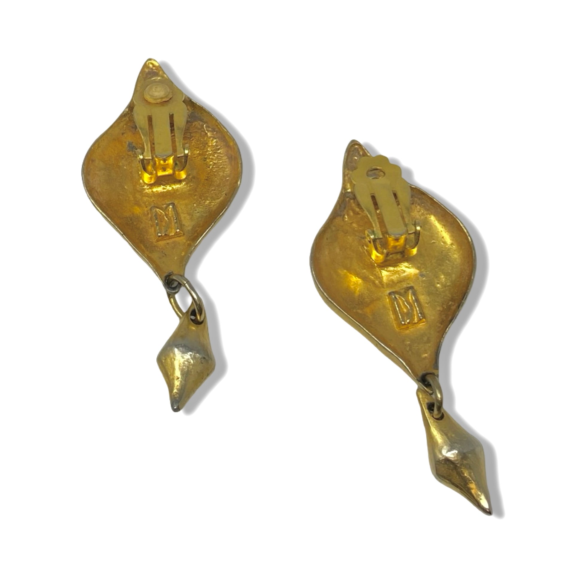 Diamond Shaped Drop Clip On Earrings