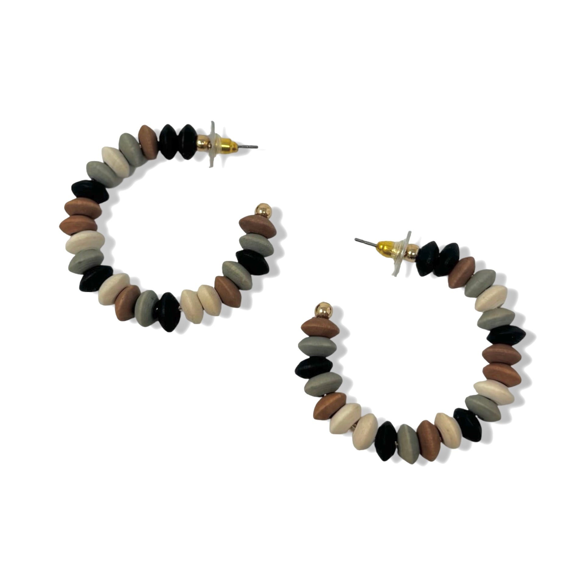 Flat Beaded Open Hoop Earrings