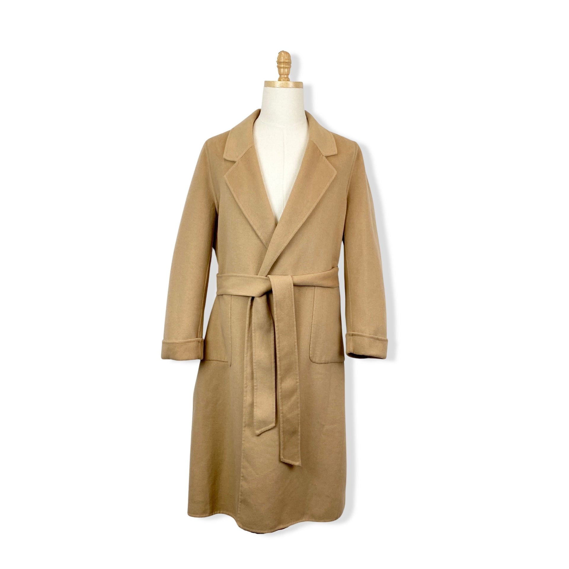 Reiss Beige Elise Belted Wool Coat