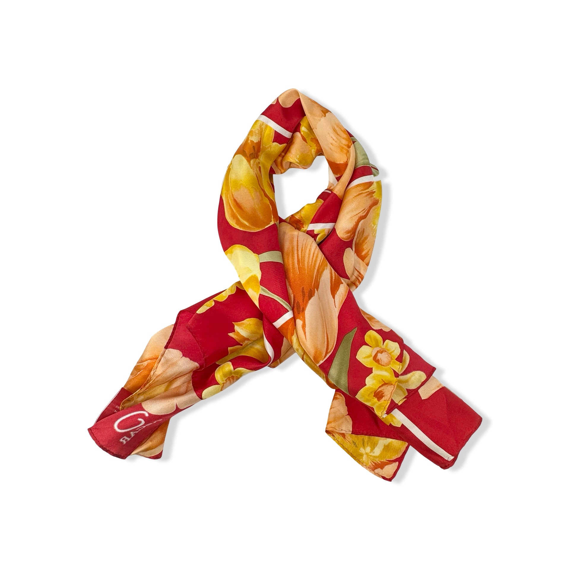 Oscar de la Renta Geometric Floral Satin Scarf