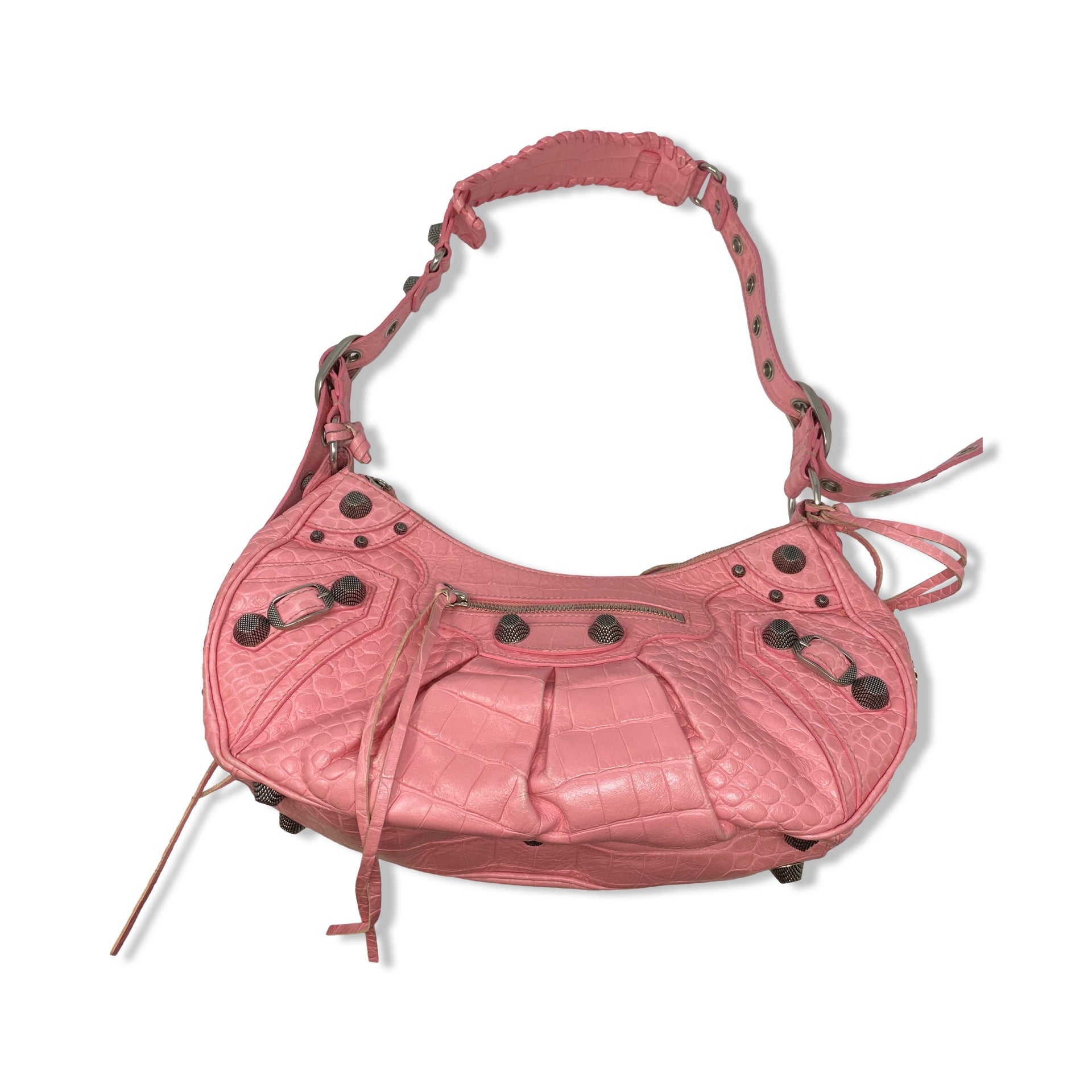 Balenciaga Croc-Embossed Le Cagole Small Shoulder Bag