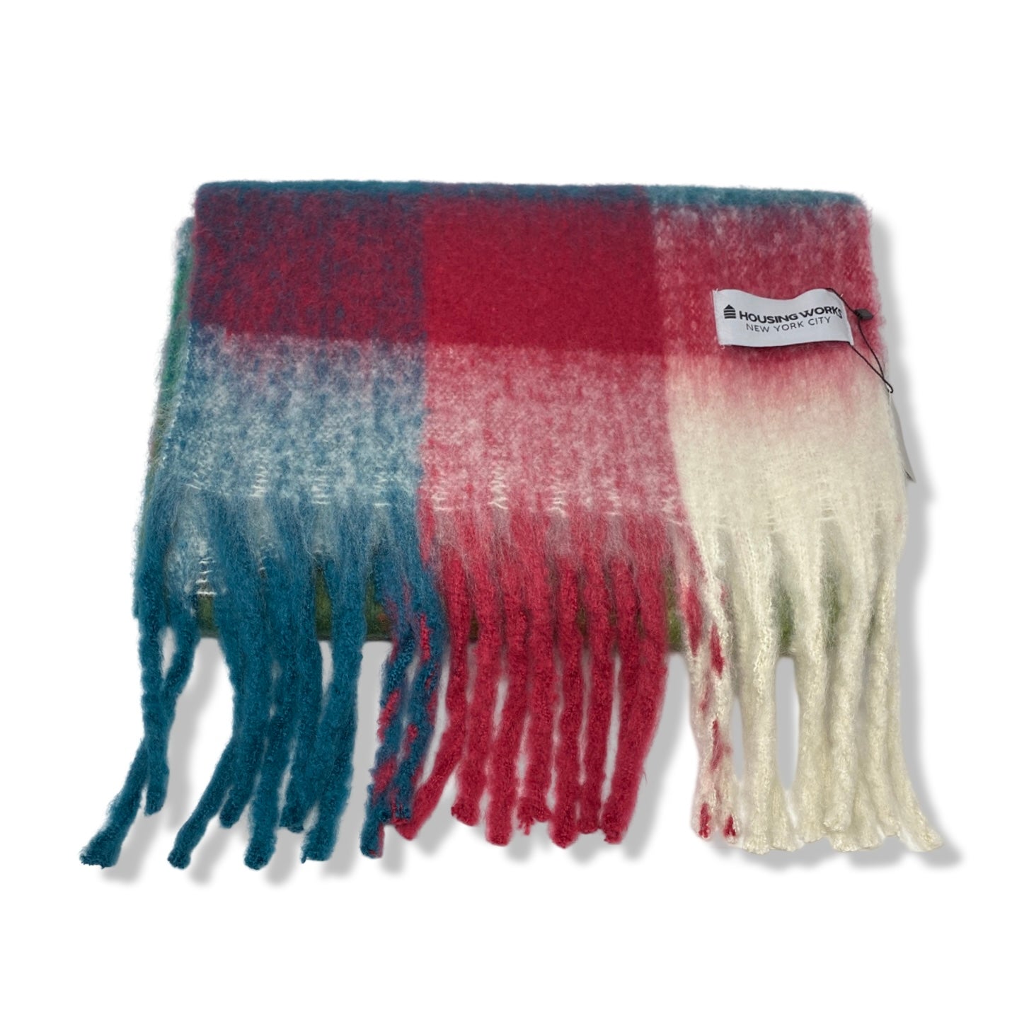 Housing Works Blue and Pink Fringe Scarf