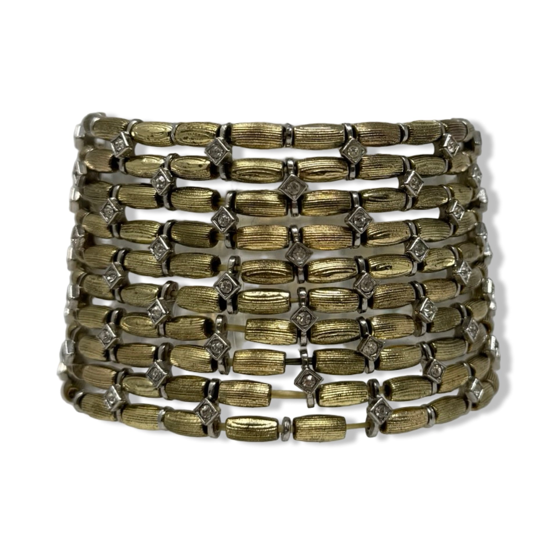 Metal Bead And Rhinestone Stretch Bracelet