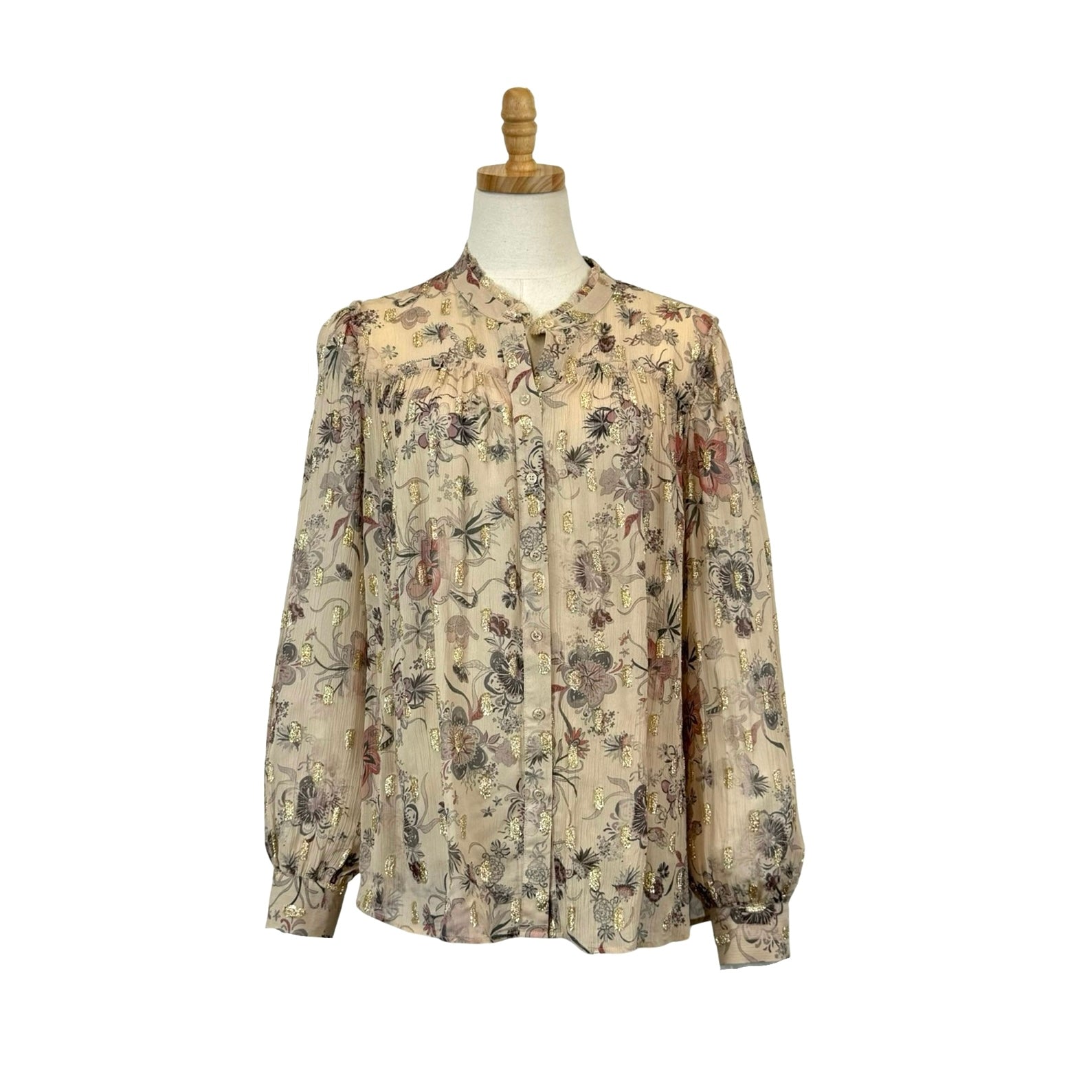 Reiss Floral Metallic Blouse