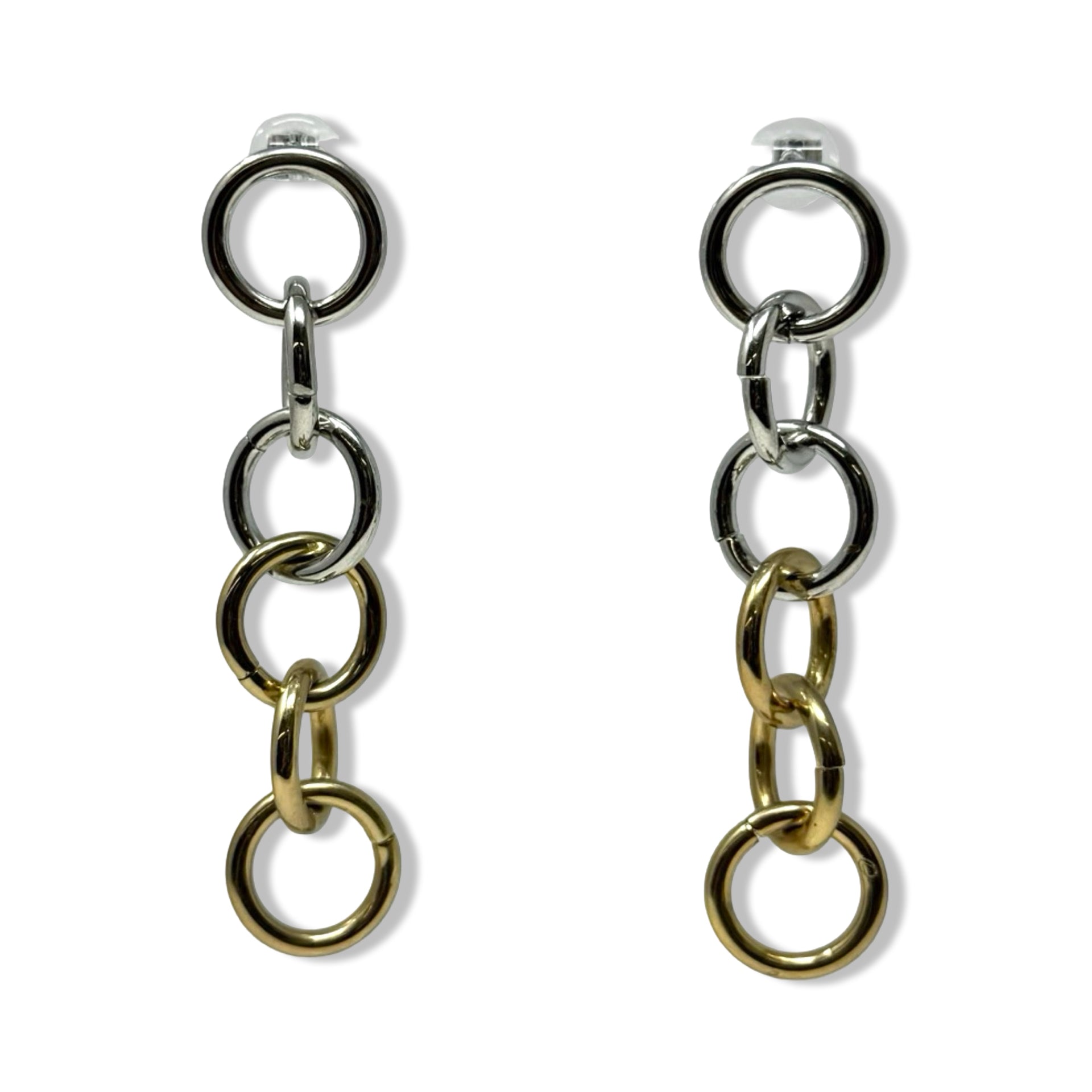 Ole Two-Tone Link Chain Drop Earrings